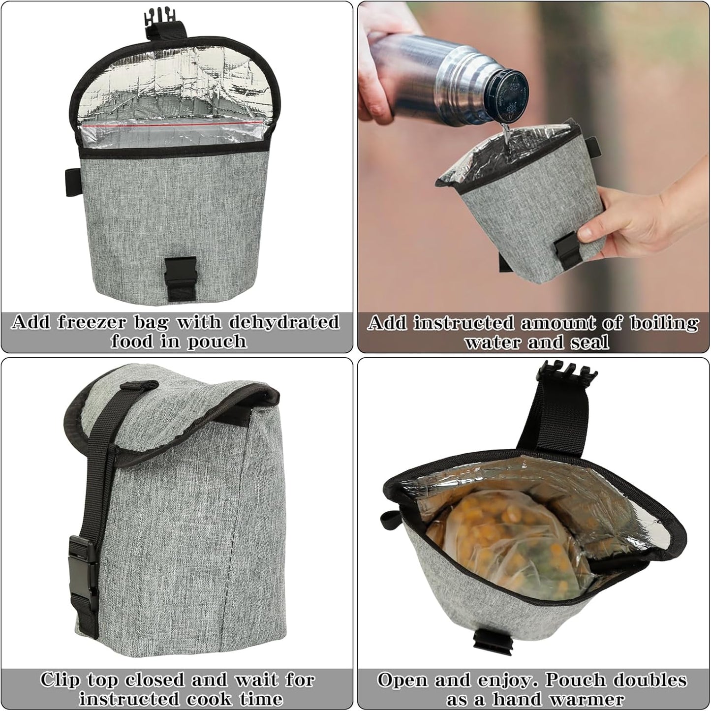 1PCS Foil Insulated Lunch Bag Insulated Reusable Snack Bag Freeze Dried Food Pouch Lightweight Ripstop Food Storage Organizer