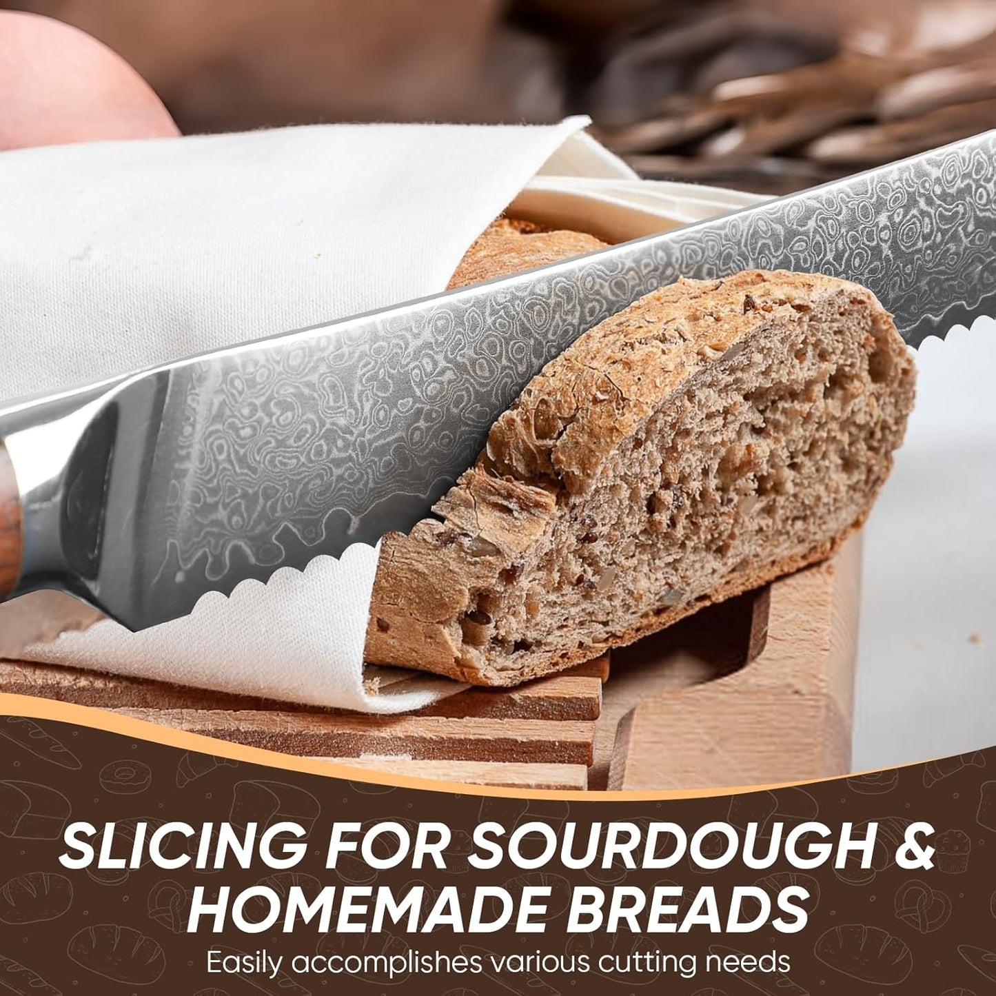 Purple Dragon Bread Knife for Homemade Bread, 8 Inch Serrated Knife for Slicing Sourdough Bread, Cake & Fruits - Gift Box