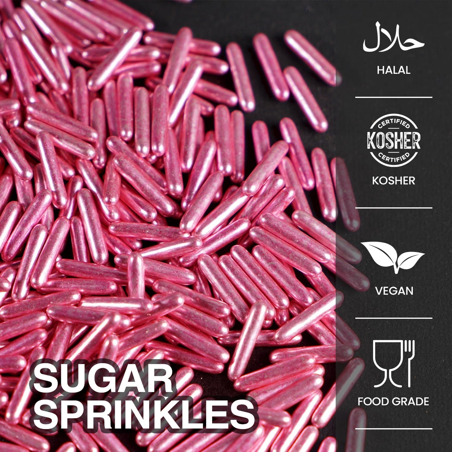 Rose Gold Sprinkles, Metallic Rods Sugar, Sprinkles For Cake Decorating, Baking, Cupcakes Decorating, Cake Toppers, Holiday, Wedding Party, 150g/5.29oz