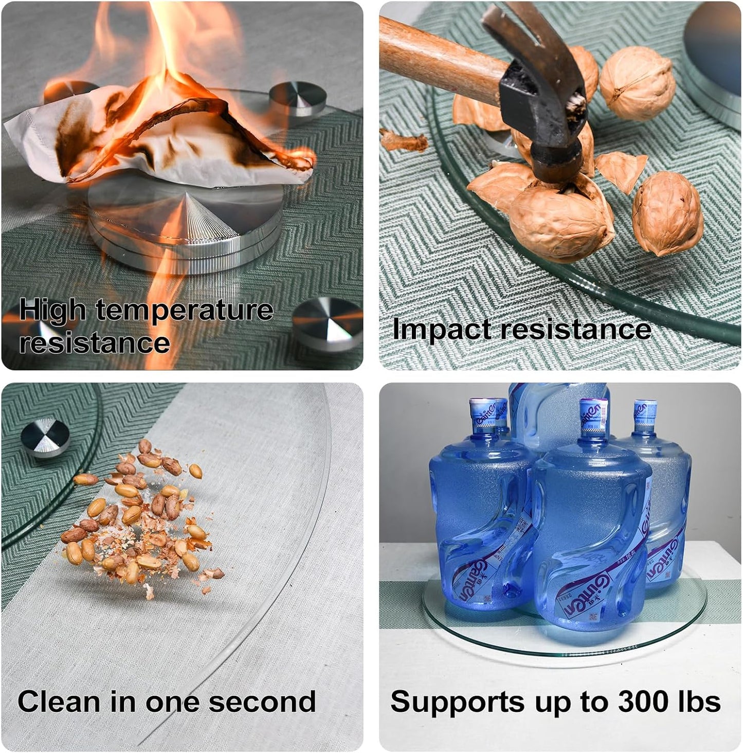 24" Tempered Glass Lazy Susan Turntable for Dining Table Large Tabletop 360° Rotating Tray Clear Serving Plate - Perfect for Family Gatherings, Banquets, and Weddings