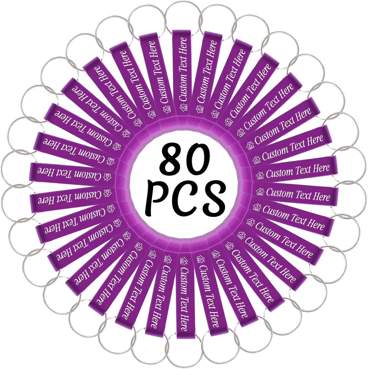 80PCS Personalized Bottle Opener Keychain Bulk Custom Beer Bottle Opener with Logo Text Engraved Wedding Bottle Opener Favors Customized Gifts for Guests Baby Shower Birthday Party-Purple