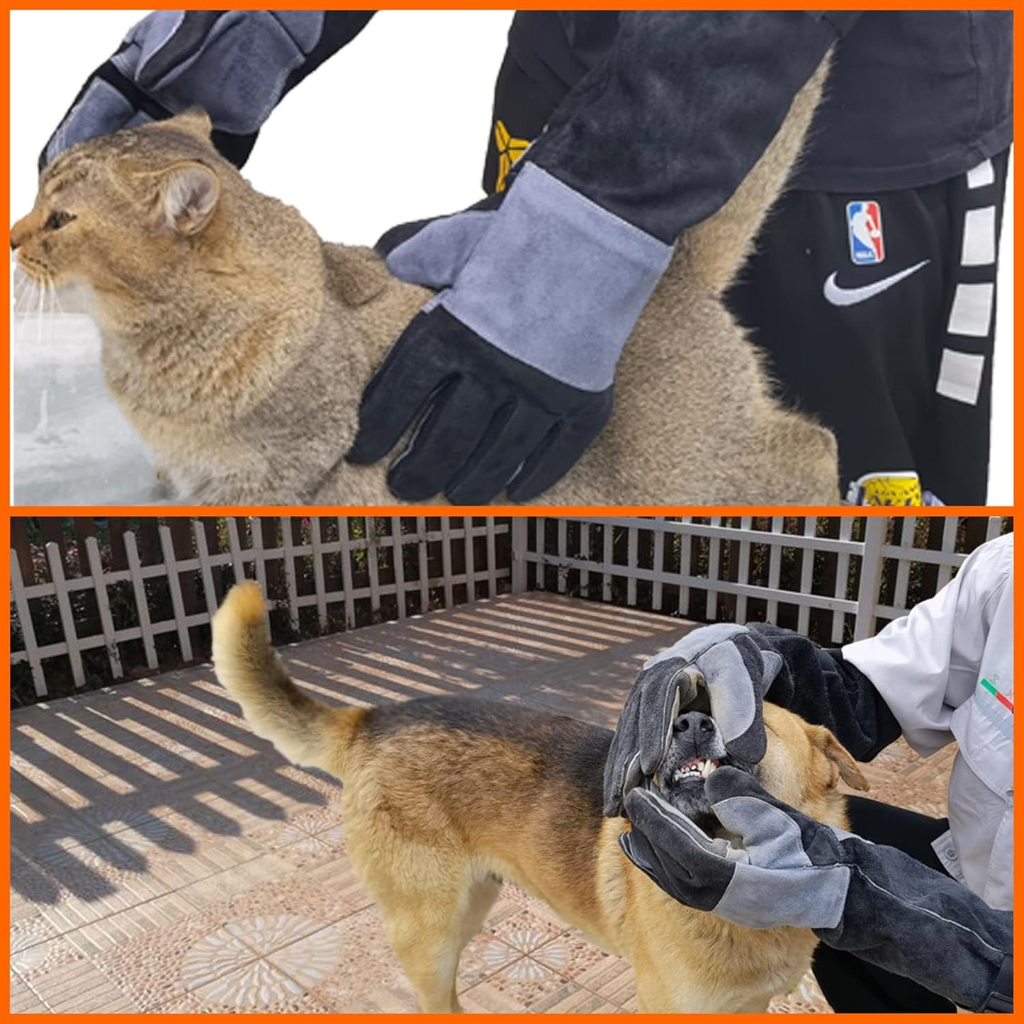 23.6 In Leather Welding Gloves for Animal Handling,Grabbing Reptile, Grooming,Trips to Vet,BBQ,Fireplace.Puncture & Scratch Resistant, Bite Proof for Cat Dog Bird Falcon Livestock Snake XL Black