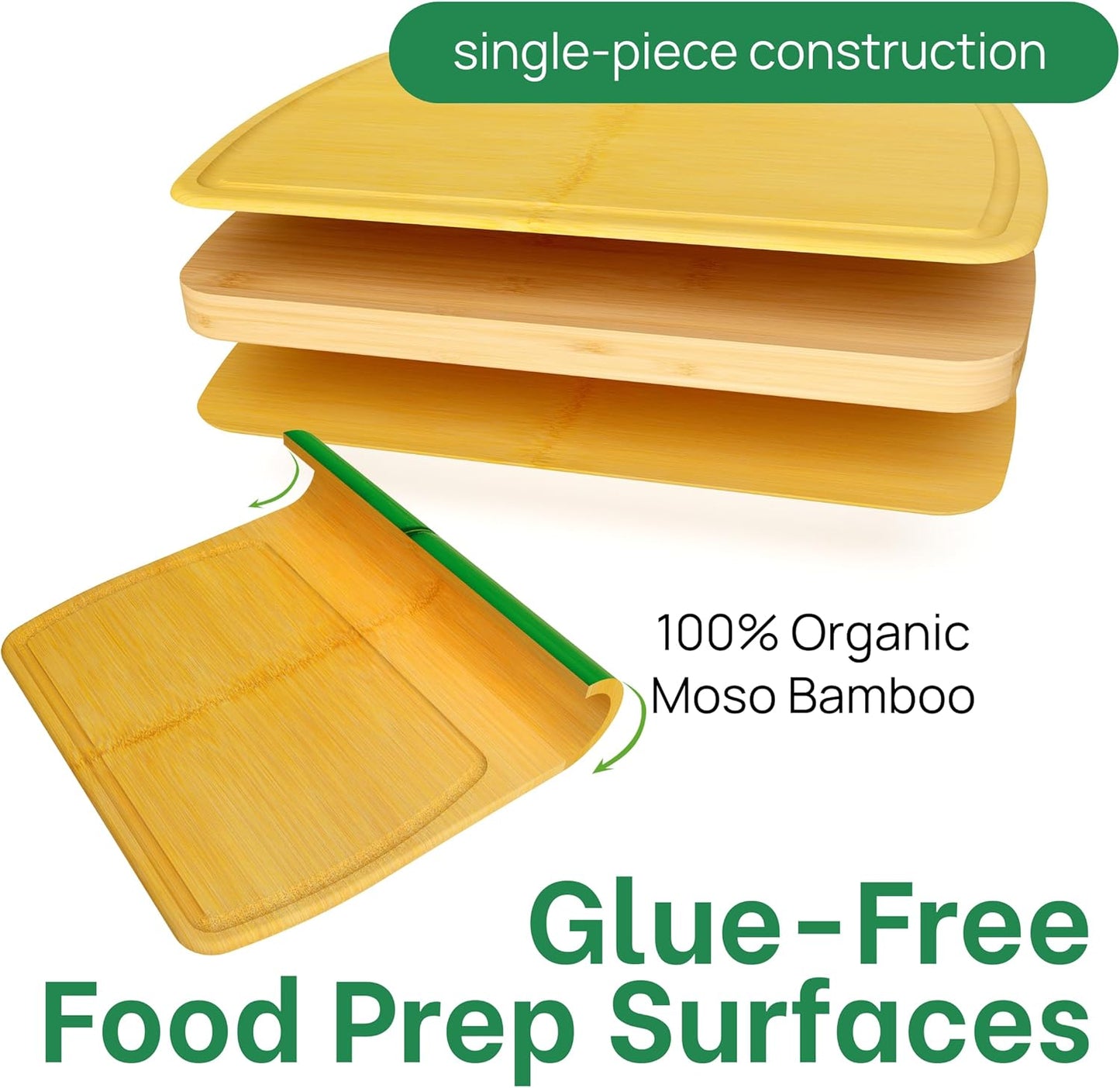 Greener Chef 20 Inch Bamboo Cutting Board Featuring Super-Sized Glue-Free Surface™ – Heavy Duty Butcher Block for Safe Meal Prep, Chopping & Carving with Lifetime Replacements