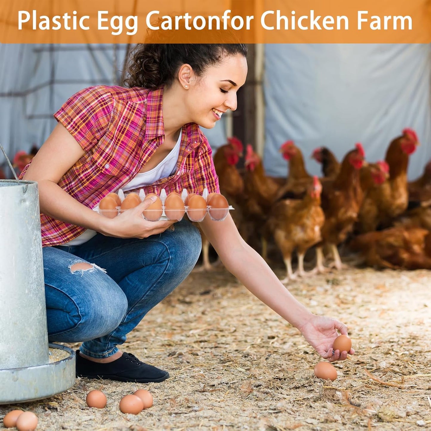 60 Pack Plastic Egg Cartons Cheap Bulk One Dozen Clear Empty Egg Cartons for Chicken Eggs, Reusable Egg Holders for Home Ranch Chicken Farm, Commercial Business Market Display, 2x6 Grids, Large