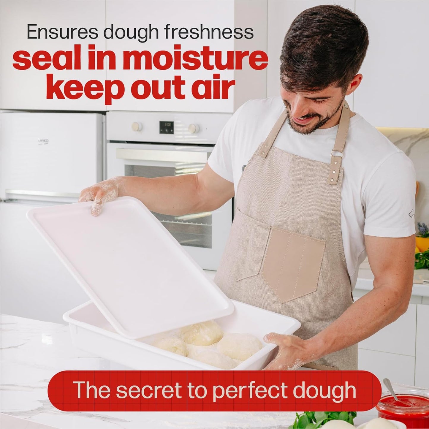 Hans Grill Pizza Dough Proofing Box - Pack of 2 Stackable BPA-Free Trays with Covers - Perfect as a Bread Proofing Box and Dough Container - Premium Quality Pizza Storage Container (2 Pack Large)