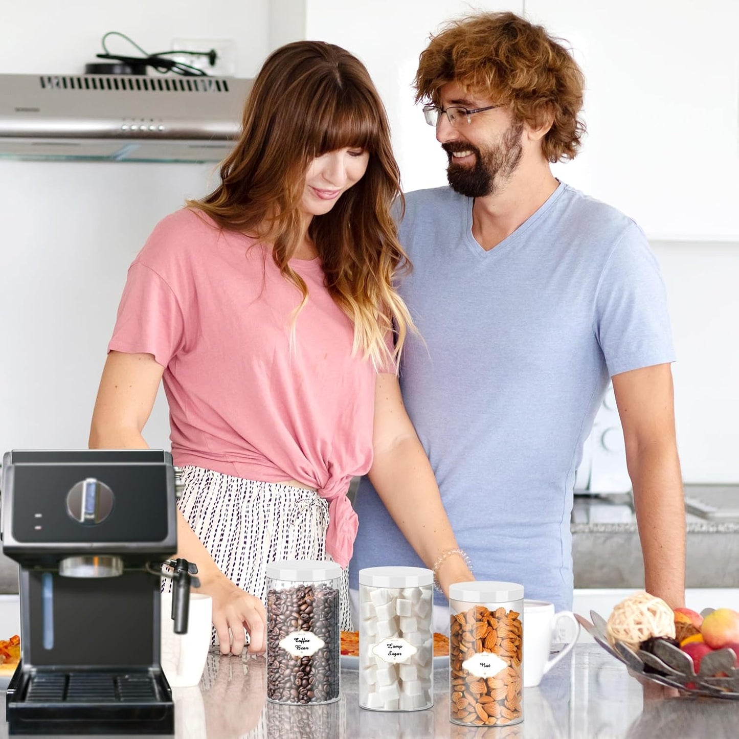 32 OZ Plastic Jars,16 Pcs Clear Plastic Jars with White Lids Round Empty Storage Jar Wide Mouth Refillable Storage Container with Lids for Household and Kitchen Food Organizing