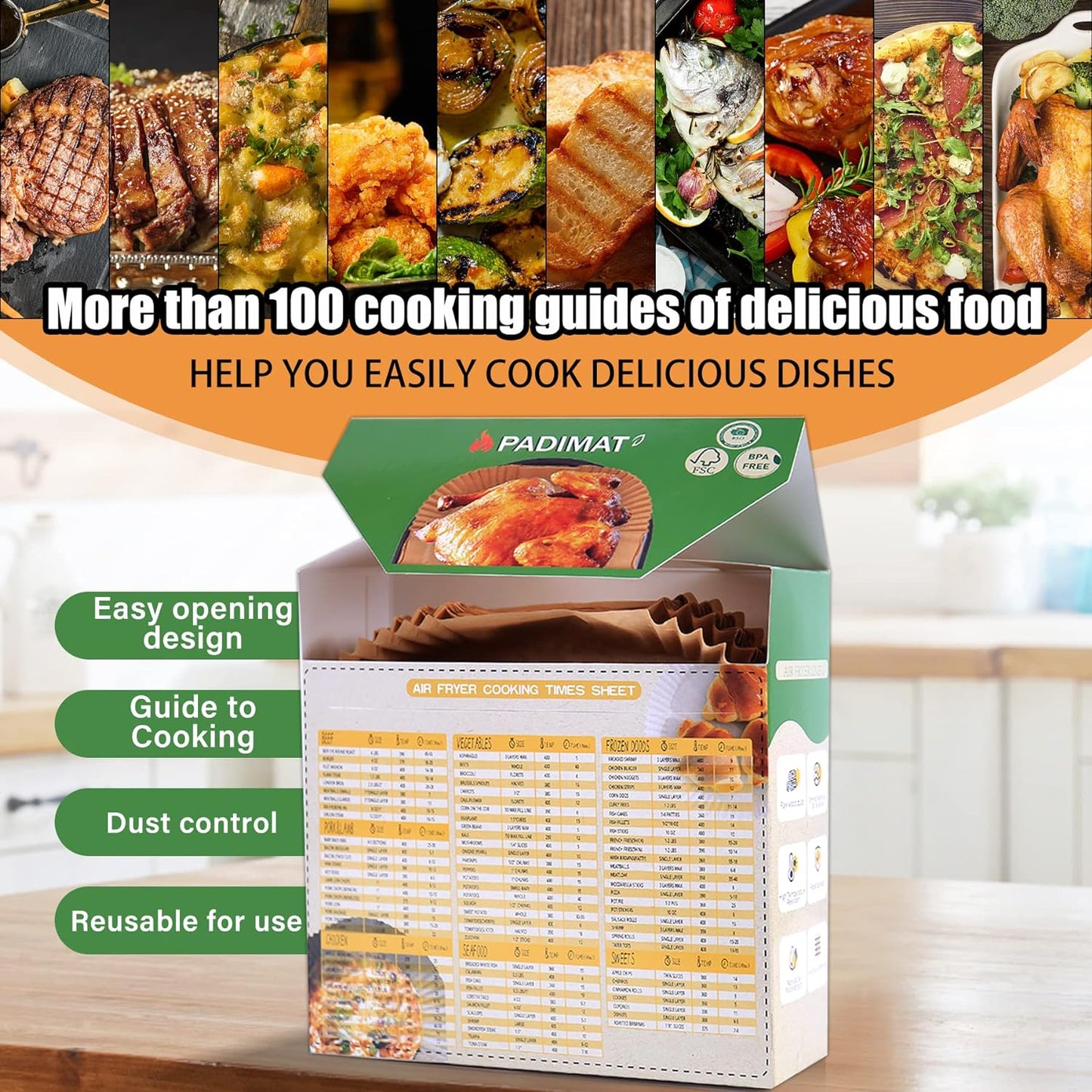 Disposable Paper Liners, 120 Pcs Square Airfryer Parchment Cooking Non-Stick Liner Accessories, Microwave Oven, Frying Pan, Oil-proof Air Fryers Filters Sheet for 2 3 4 4.5 Qt Baking Basket