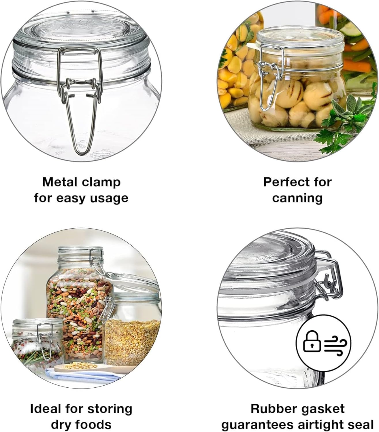 Bormioli Rocco Fido Clear Glass Jar with 85 mm Gasket,0.5 Liter (Pack of 2)