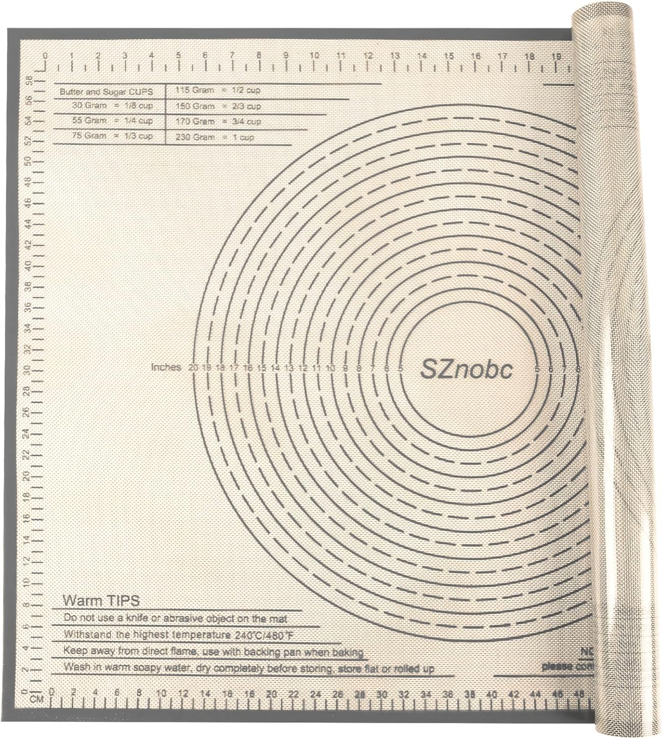 Silicone Pastry Mat 34'' By 26'' Extra Large Baking Mat with Measurements for Dough Rolling, Kneading Board, Kitchen Counter Mats for Dough, Pastry, Fondant, Pie Crust, Cookies, Bread, Pasta, Pizza