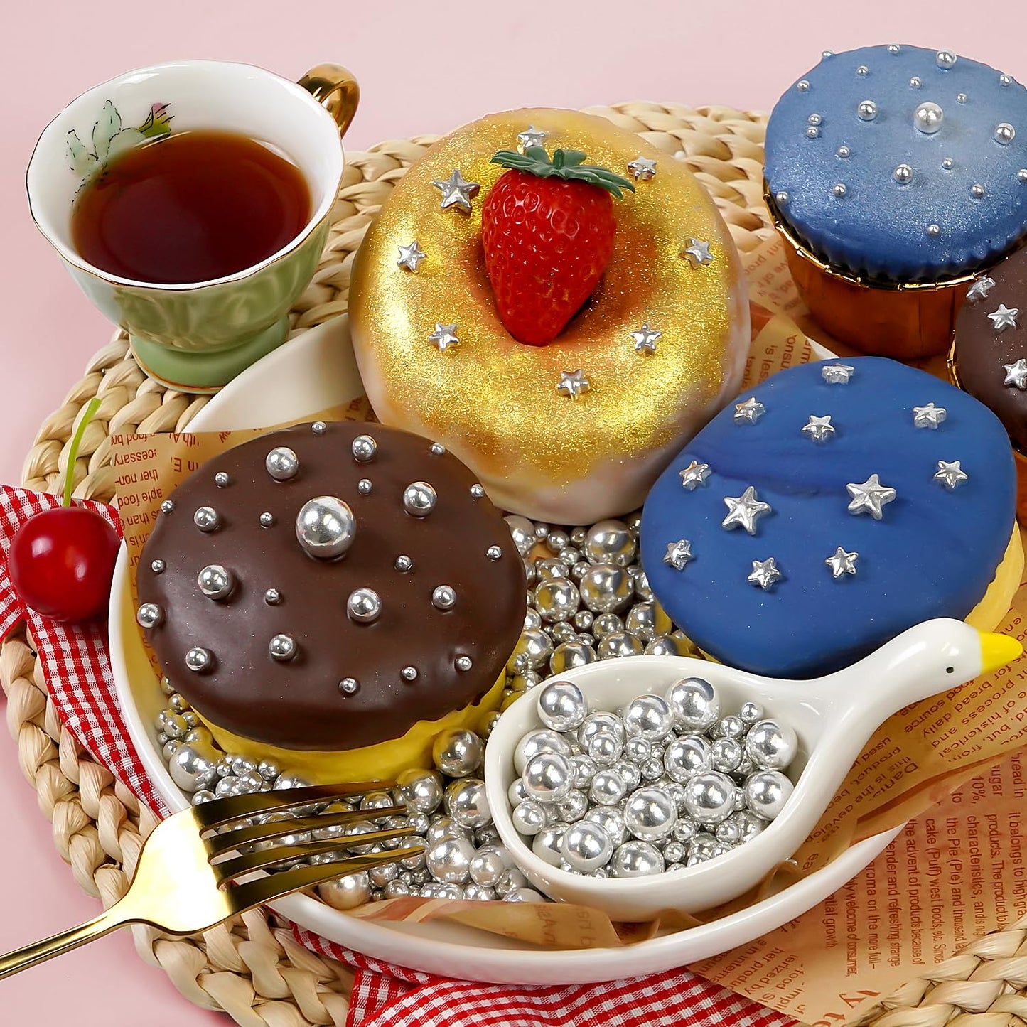 Silver Pearl Sugar Sprinkles for Cake Decorating, 150g/5.29oz Mix Size, Edible Candy Pearls, Cake Decorations, Cupcakes & Cake Toppers, Holiday, Wedding Party, Easter, Christmas Supplies