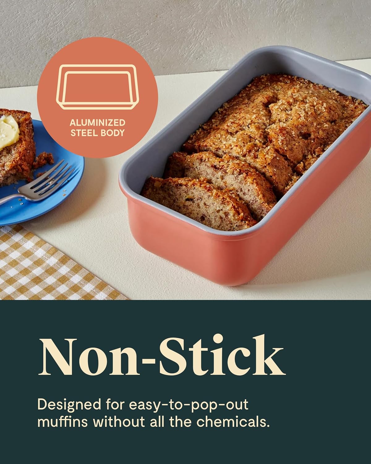 Caraway Non-Stick Ceramic 1 lb Loaf Pan Duo - Naturally Slick Ceramic Coating - Non-Toxic, PTFE & PFOA Free - Perfect for Pound Cakes, Breads, & More