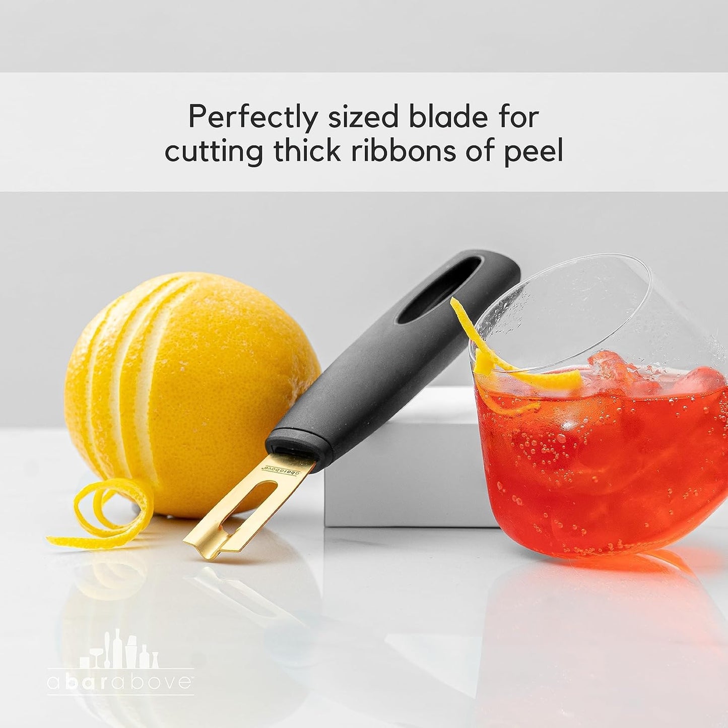 A Bar Above Premium Quality Channel Knife, Stainless Steel Bar Tool, Garnish for Cocktail Mixers, Lemon Zester, and Fruit Peeler, Professional Grade Bar Accessory, Durable Citrus Knife