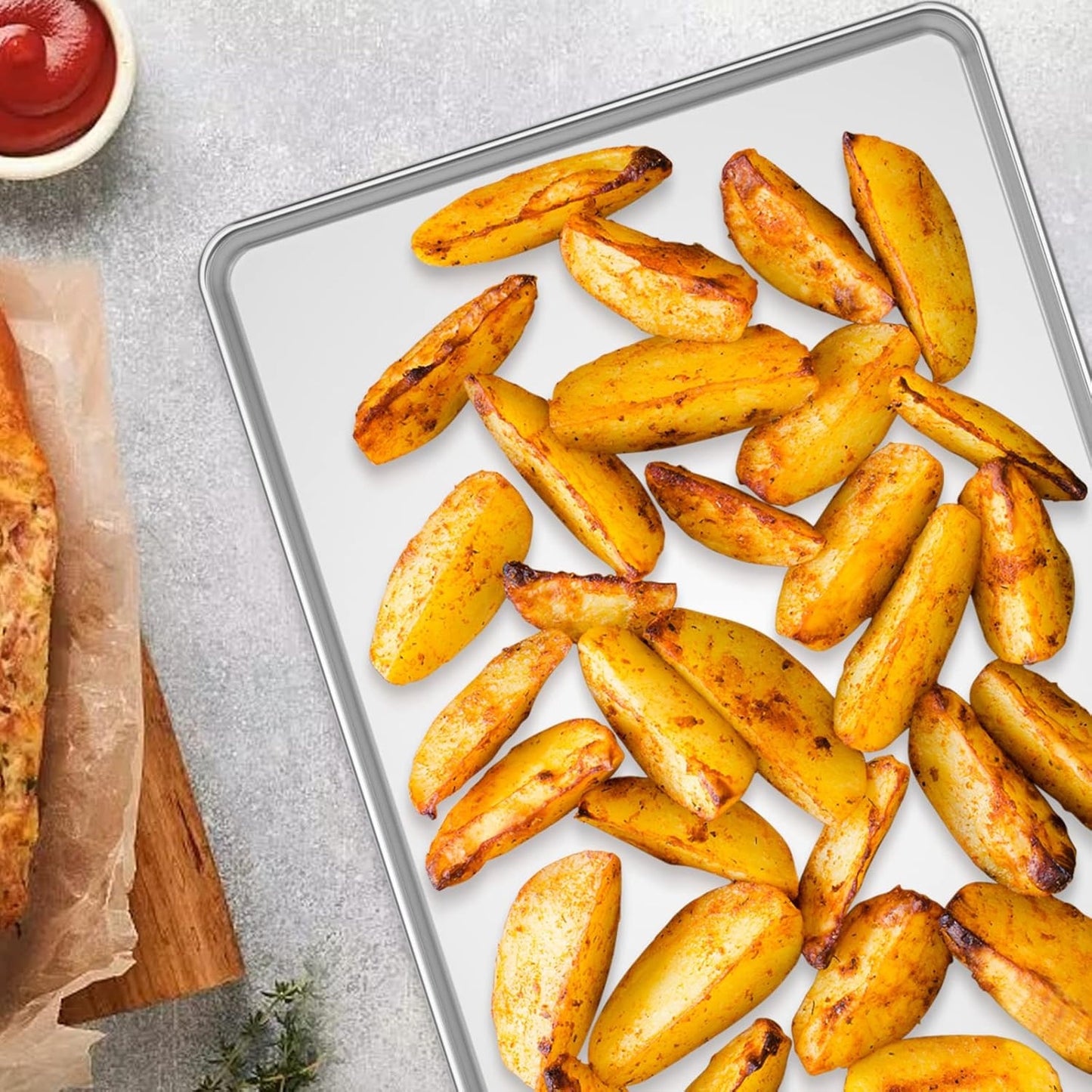 Wildone Baking Sheet with Silicone Mat Set, Set of 6 (3 Sheets + 3 Mats), Stainless Steel Cookie Sheet Baking Pan with Silicone Mat, Non Toxic & Heavy Duty & Easy Clean