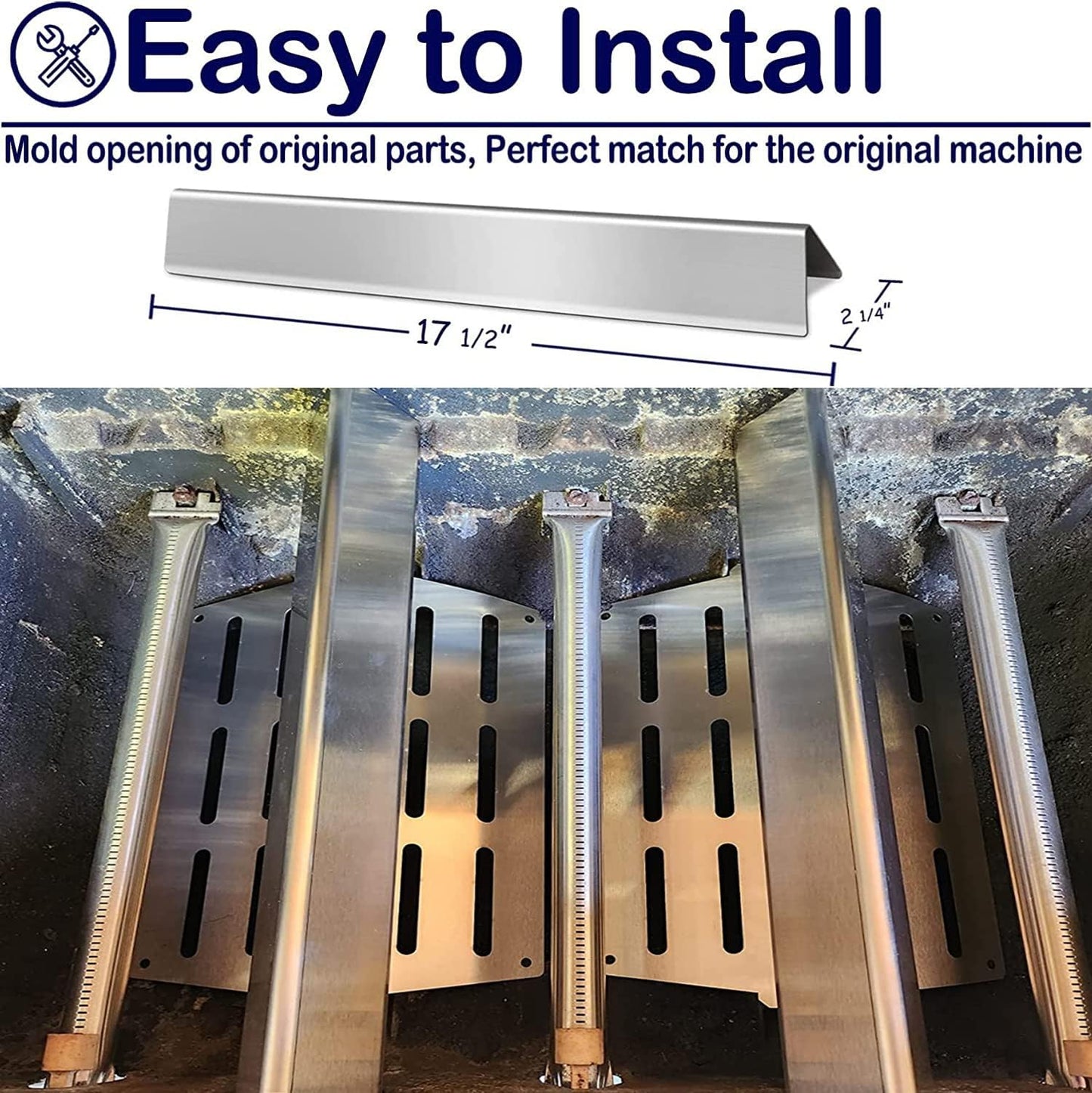 Flavorizer Bars 17.5 inch Gas Grill Replacement Parts for Weber Genesis 300 Series E310 E320 E330 S310 S320 S330 EP/CEP-310 EP/CEP-320 EP/CEP-330, 5 Pack Stainless Steel Flavor Bar Heat Plates