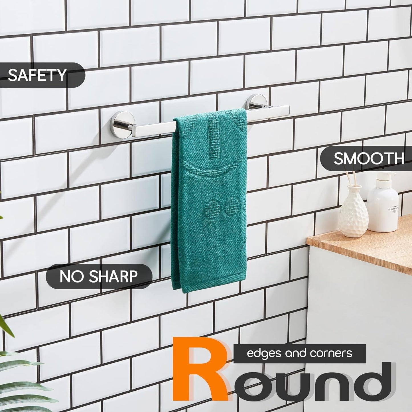 16 Inch Bathroom Towel Bar Bath Towel Rack Kitchen Towel Holder Towel Hanger Wall Mounted SUS304 Stainless Steel Polished Chrome AN4001CH-L16