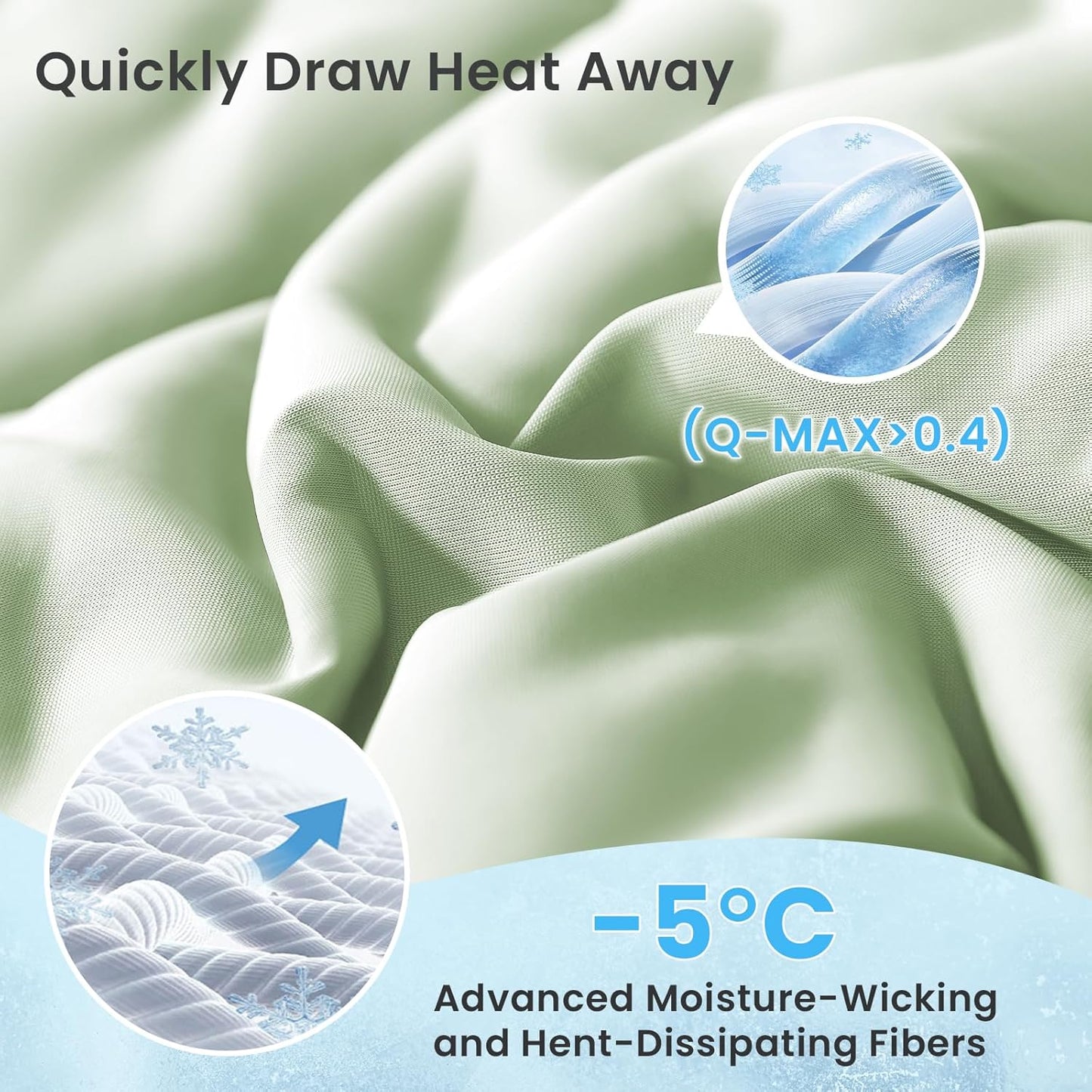 HYLEORY Cooling Comforter Twin Size - Summer Cooling Blanket for Hot Sleepers/Night Sweats, Double-Sided Cold Touch Silky Ice Comforters, Breathable Lightweight Beddings, Cool Green, 68"x90"