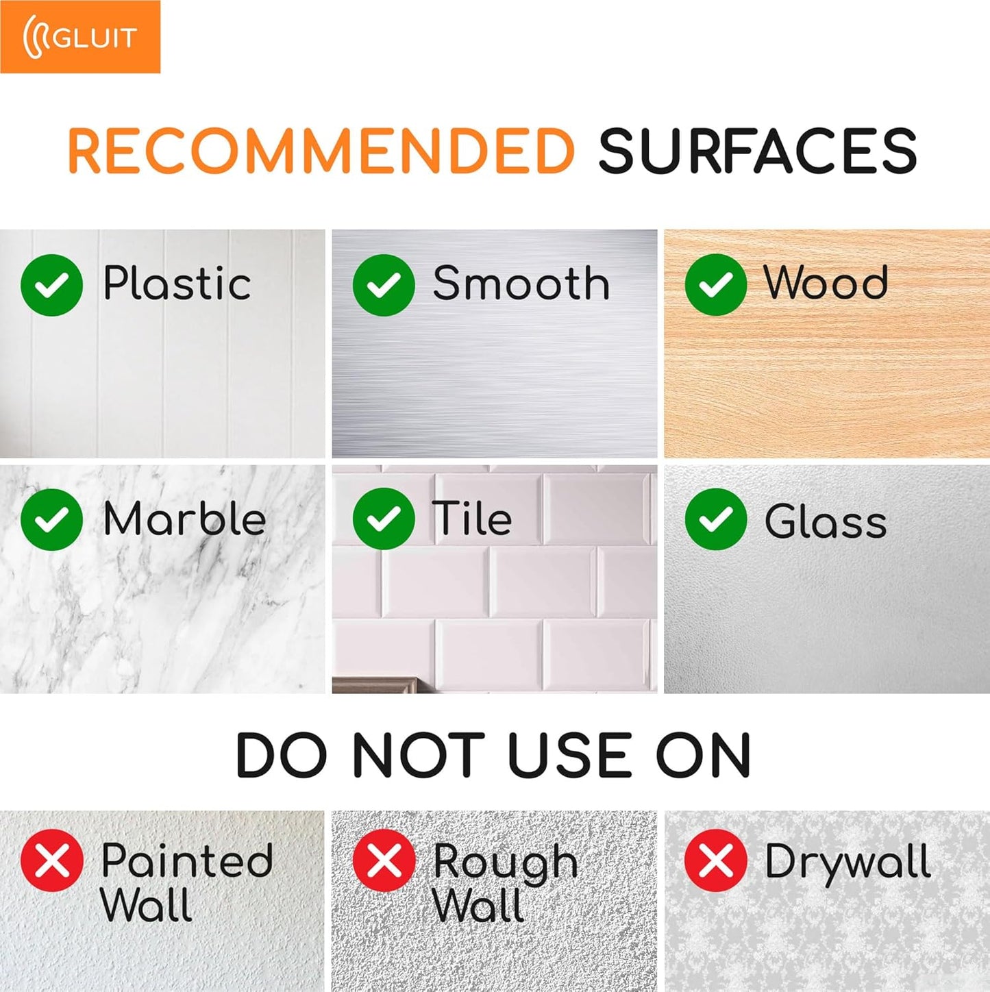 GLUIT Adhesive Wall Hooks for Hanging Heavy Duty 22 lbs Hooks for Walls No Damage, Towel Sticky Clear Hook, Waterproof, Home, Bathroom, Kitchen, Office, and Outdoor 6 Pack