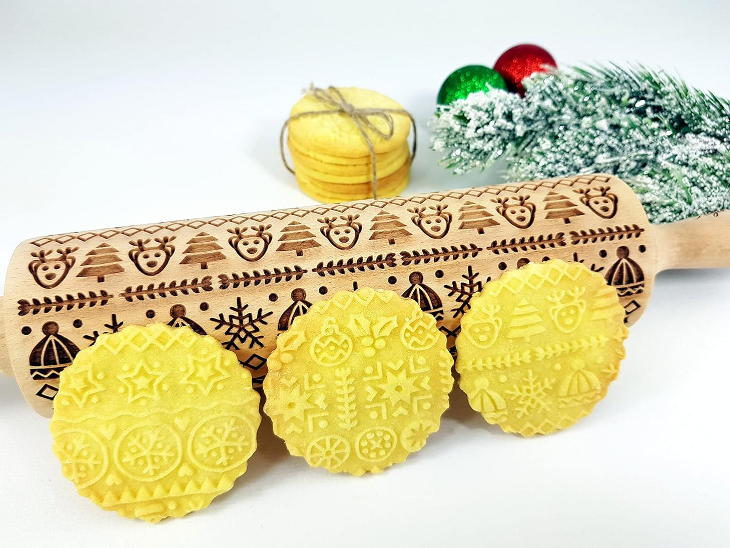 WINTER Embossing Rolling Pin for Christmas Cookies, Gingerbread, Shortbread by Algis Crafts