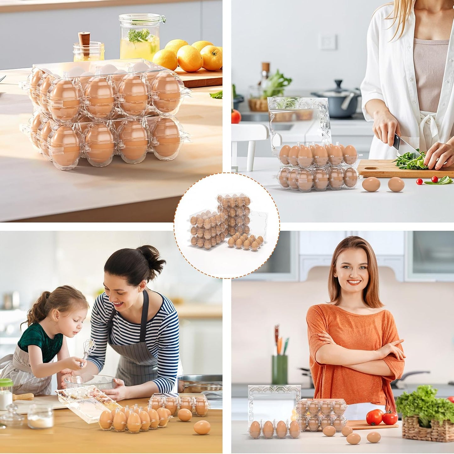 100 Pack Egg Cartons Cheap Bulk, 12 Count Clear Empty Egg Cartons for Fresh Chicken Eggs, 2x6 Grids Reusable Egg Holder Trays for Refrigerator Use, Chicken Farming, Family Storage and Market Purpose