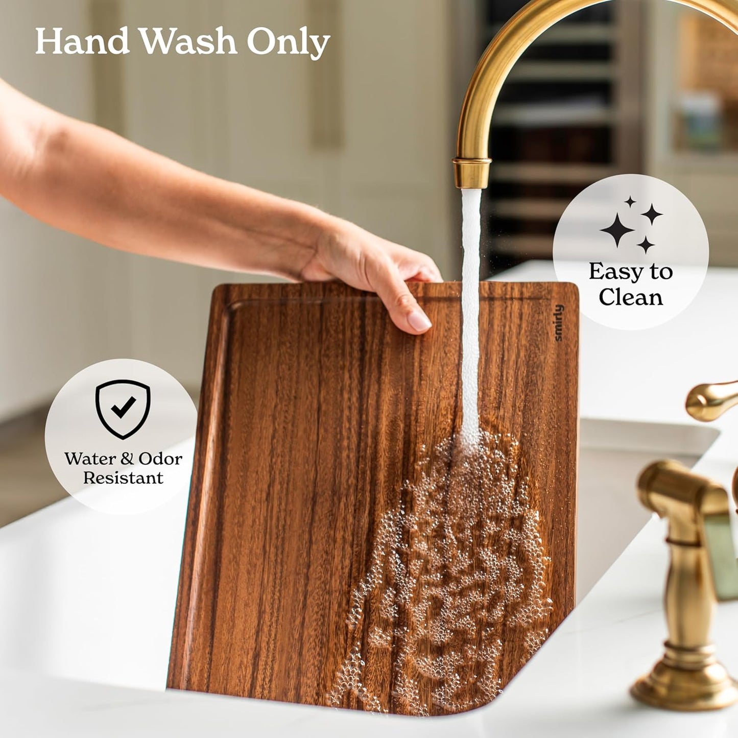 SMIRLY Walnut Wood Cutting Boards for Kitchen, Set of 3 Large - Small, Walnut Wooden Cutting Board Set with Deep Juice Grooves, Non Toxic Serving Tray