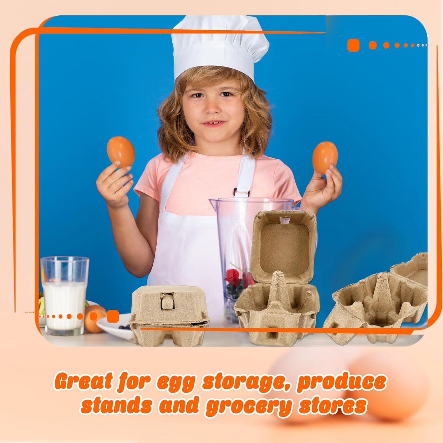 30 Pack Egg Cartons Bulk Empty Natural Pulp Egg Storage Case 4 Count Square Chicken Cardboard Egg Tray Holder for Family Farm Market Chicken Farm Storing