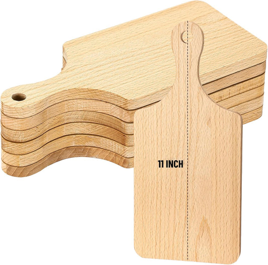 Lounsweer 6 Pcs Thicken Cutting Board Bulk Wood Board for Chopping Serving Charcuterie Material for Laser Engraving Mother' Day Wedding Housewarming Gift