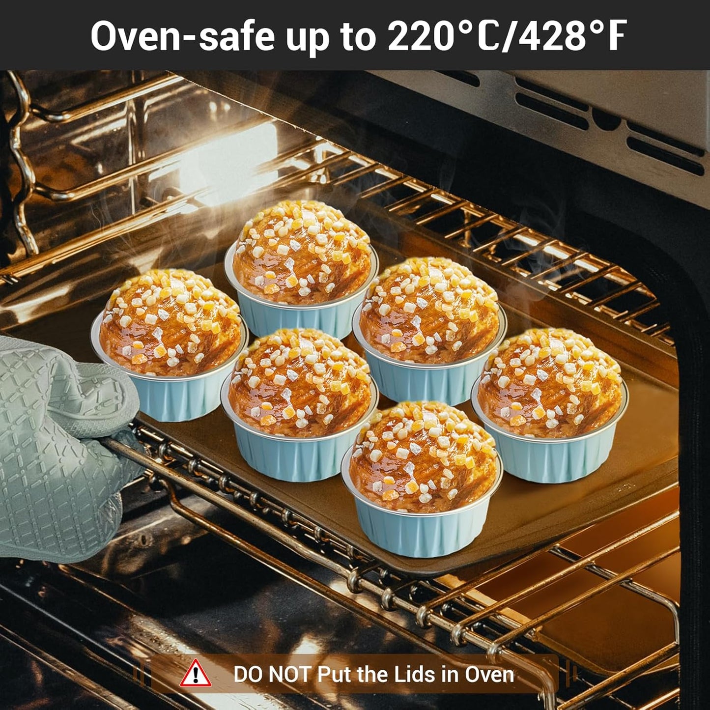 EUSOAR Aluminum Pans with Lids, 30pcs 5oz 125ml Disposable Aluminum Foil Muffin Liners Ramekins Cupcake Baking Cups, Disposable Foil Baking Cups Containers Mini Pie Creme Brulee Pans