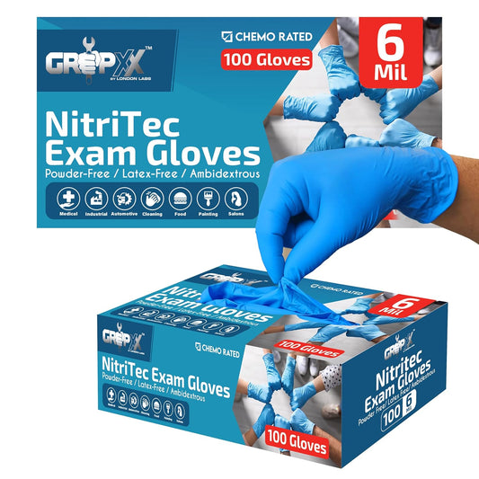 Heavy Duty 6 Mil Blue Nitrile Gloves Disposable Latex & Powder Free -Extra Stretchy Fentanyl Safe |Medical,First Aid Kit,EMT|Food Safe Rubber Gloves for Cooking & Cleaning| Pack of (200)
