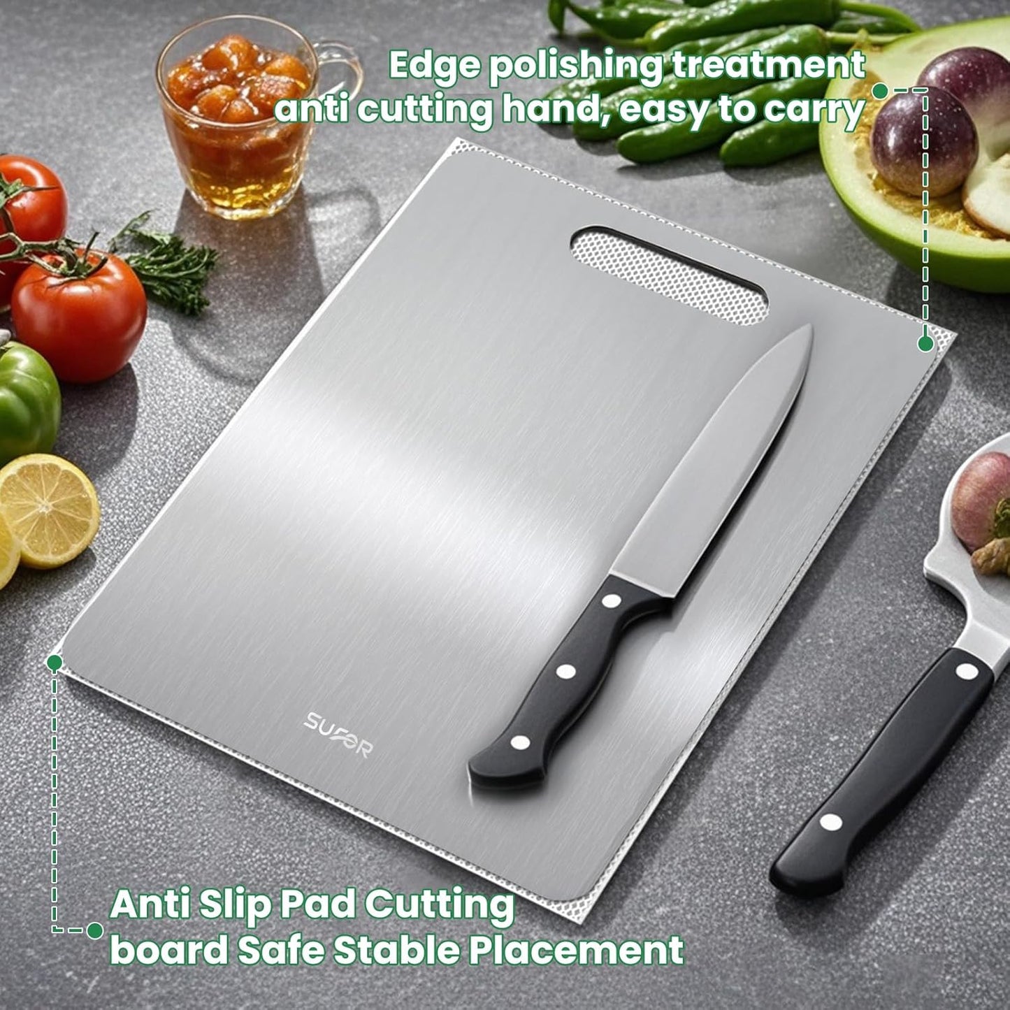 New Titanium Cutting Board - 100% Pure Titanium Cutting Boards For Kitche,Easy to clean,Cutting Board For Cutting Meats, Fruits And Vegetables,13 * 9