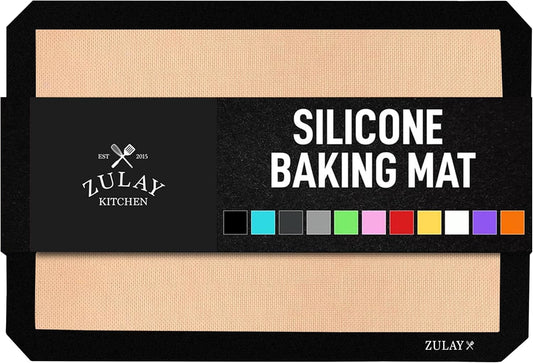 Zulay Kitchen Silicone Baking Mat Sheet Set - Reusable Baking Mat Nonstick - Half Sheet Baking Mat For Oven (Black, 1 Pack)