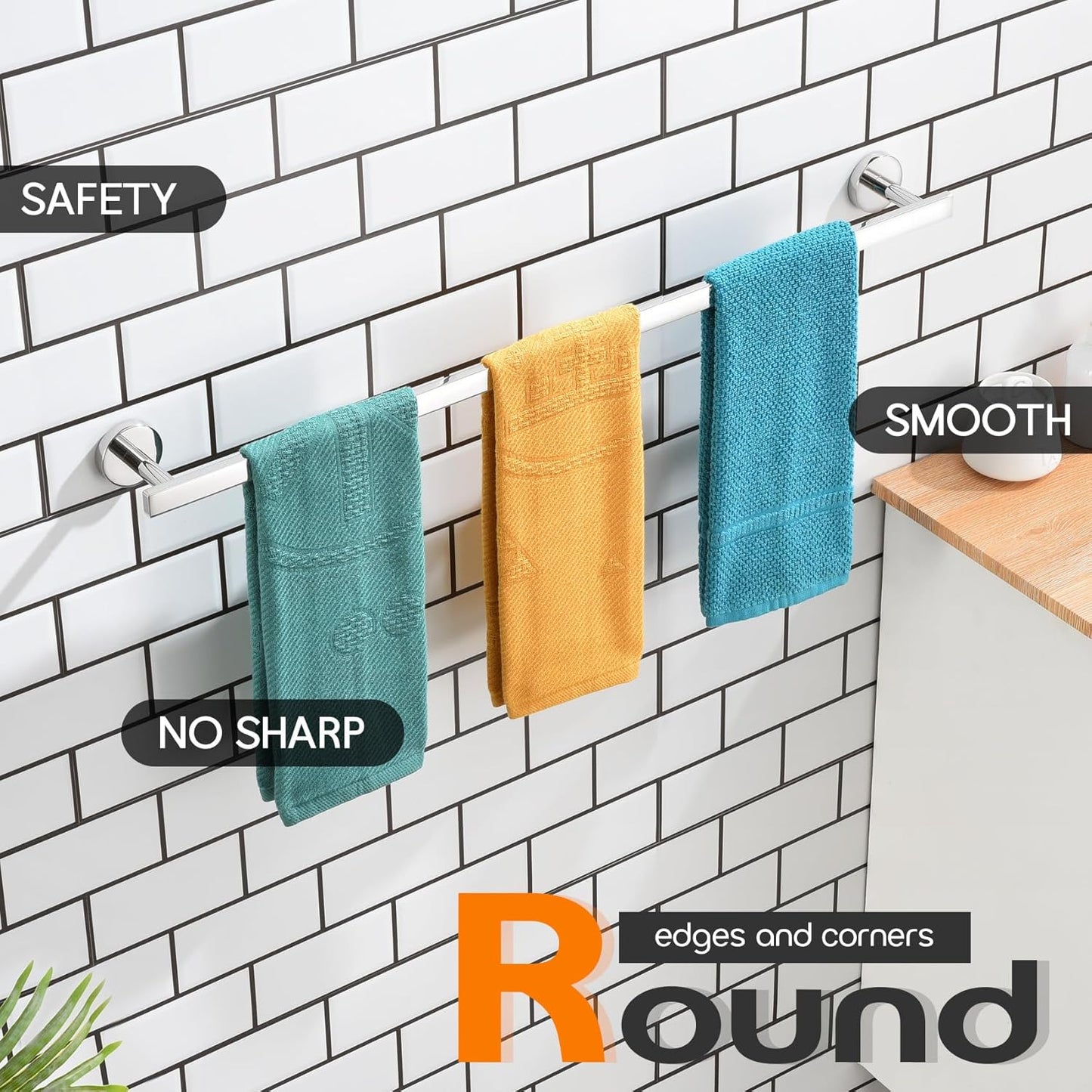 32 Inch Bathroom Towel Bar Bath Towel Rack Kitchen Towel Holder Long Towel Rails Wall Mounted SUS304 Stainless Steel Polished Chrome AN4001CH-L32