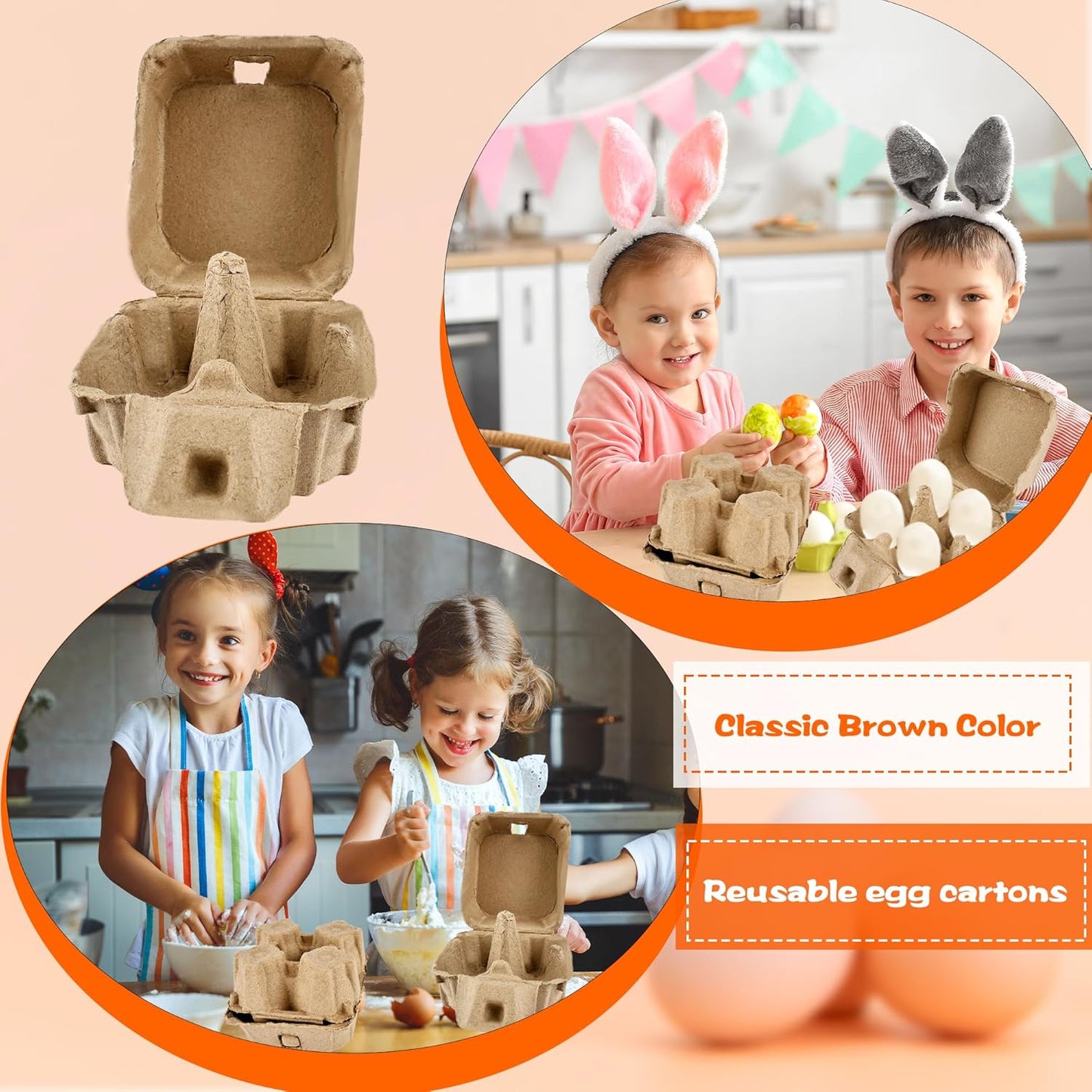 30 Pack Egg Cartons Bulk Empty Natural Pulp Egg Storage Case 4 Count Square Chicken Cardboard Egg Tray Holder for Family Farm Market Chicken Farm Storing