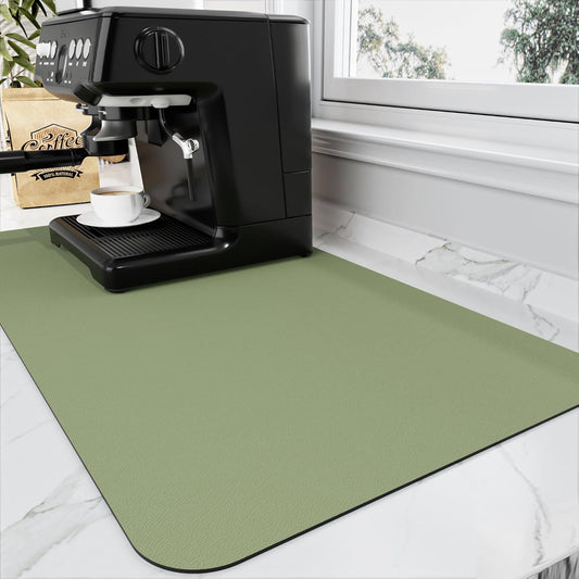 Coffee Mat - Absorbent Hide Stain Rubber Backed Dish Drying Mat for Kitchen Counter - Bar Mats for Countertops Accessories Fit Under Coffee Maker Espresso Machine