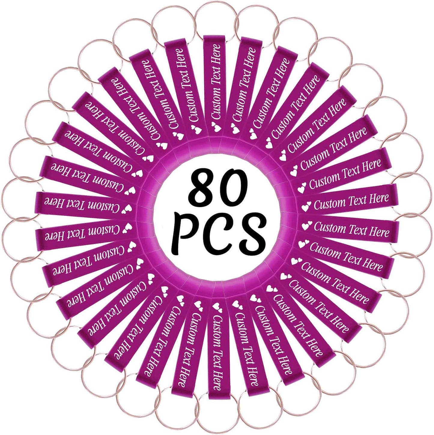 80PCS Personalized Bottle Opener Keychain Bulk Custom Beer Bottle Opener with Logo Text Engraved Wedding Bottle Opener Favors Customized Gifts for Guests Baby Shower Birthday Party-Pink