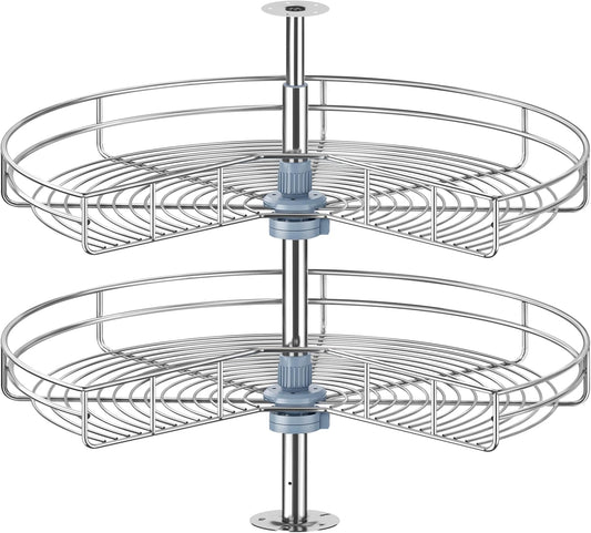 32" Kidney Lazy Susan for Corner Cabinet, Lazy Susan Replacement Shelves Turntable for Cabinet,Chrome Rotating Storage Rack for Corner Cabinet Organizer (Cannot be Door-Mounted)