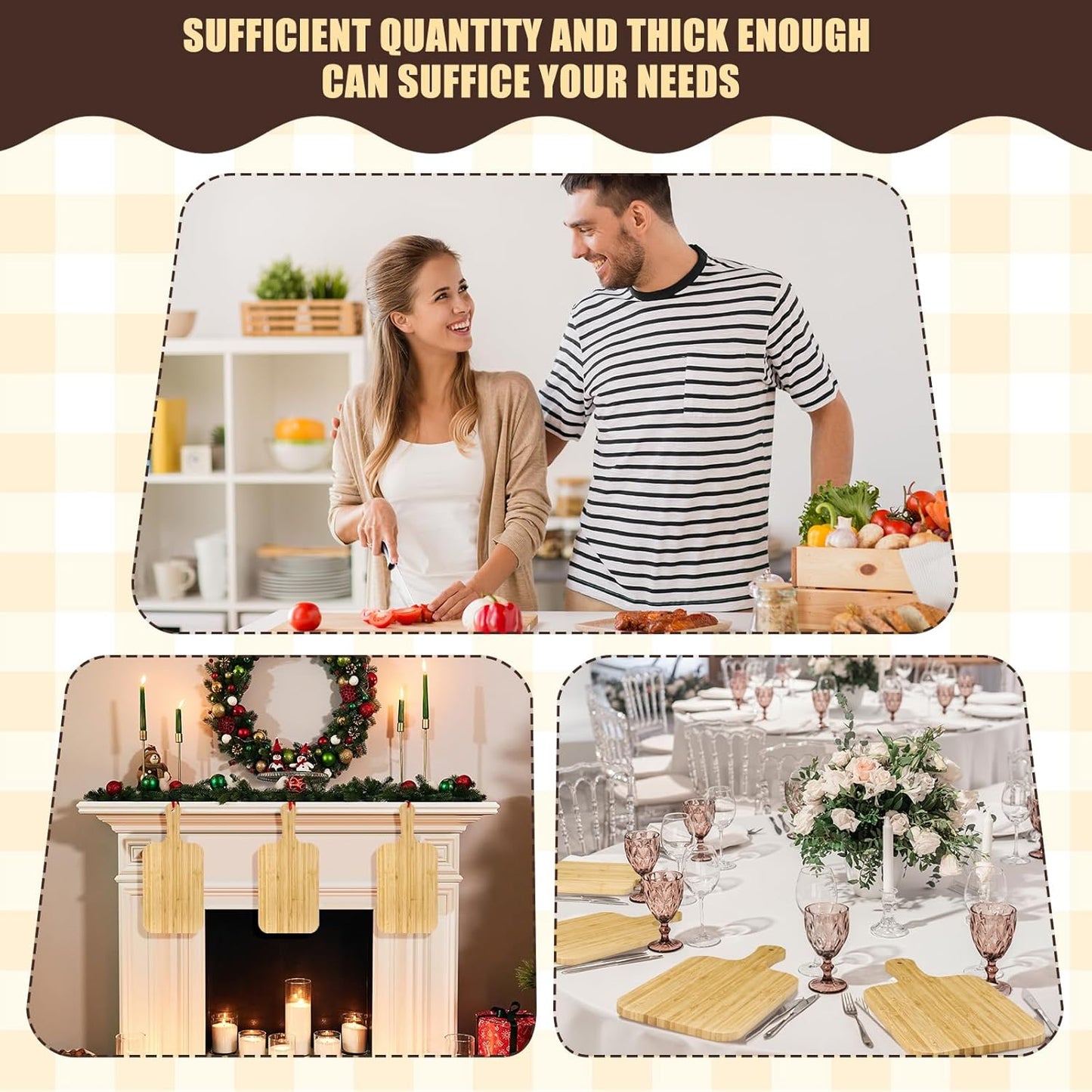 Lounsweer 6 Pcs Thicken Cutting Board Bulk Wood Board for Chopping Serving Charcuterie Material for Laser Engraving Mother' Day Wedding Housewarming Gift