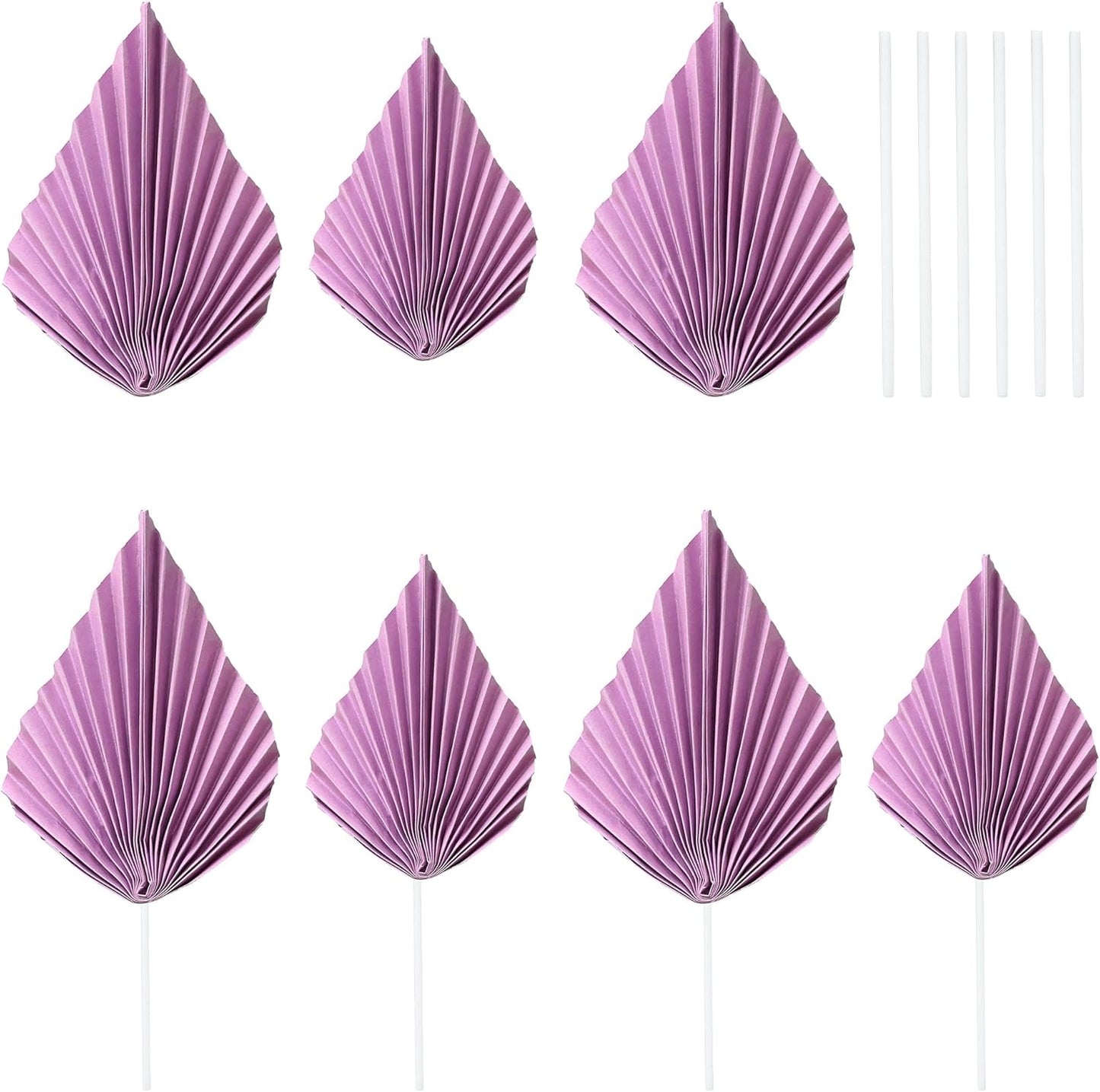 Gyufise 6Pcs Paper Palm Fan Cake Toppers Palm Leaf Fan Cake Topper Palm Spear Leaf Cupcake Toppers Cake Insert Decoration For Cake Decorating Diy Craft Project Home Wedding Party Supplies Purple