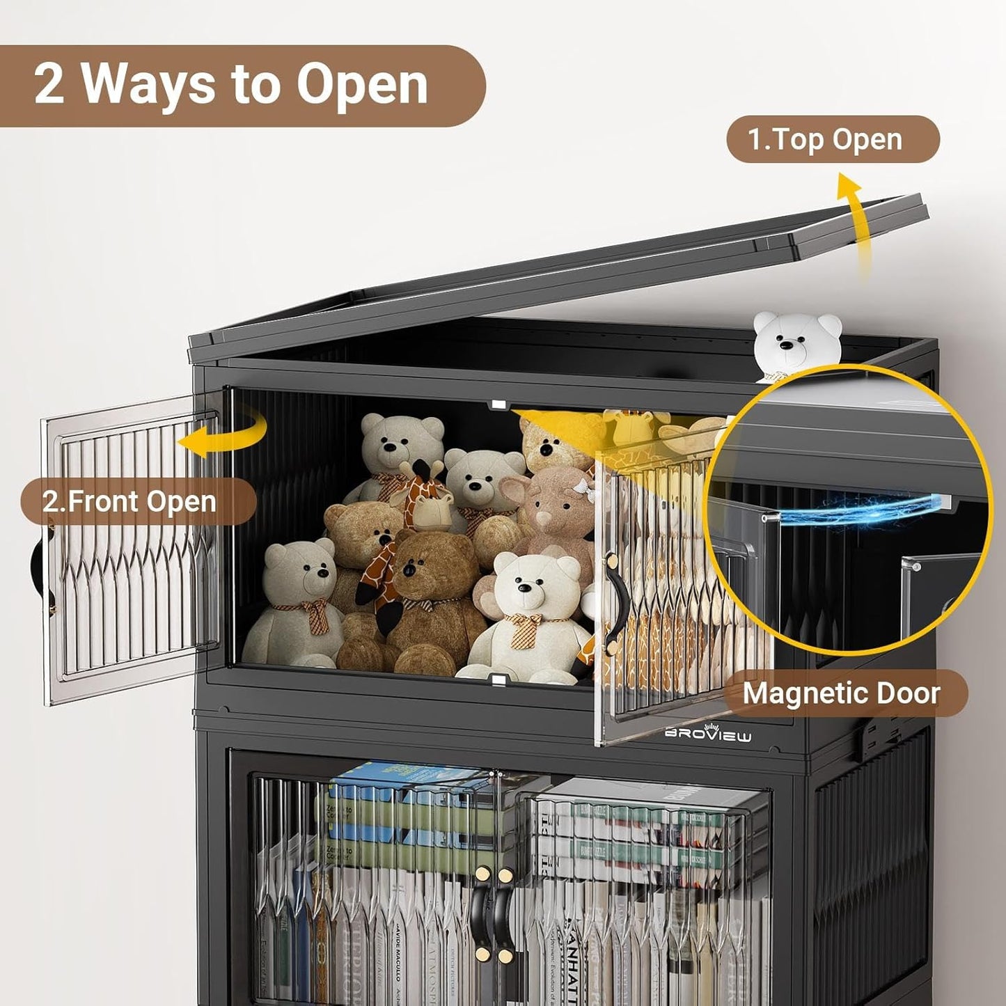 400Qt Stackable Storage Bins with Lid, Extra Large Closet Organizer Collapsible Drawer Boxes with Wheels, Folding Plastic Cabinet Containers for Home Kitchen Room Organization, 4Pack Black