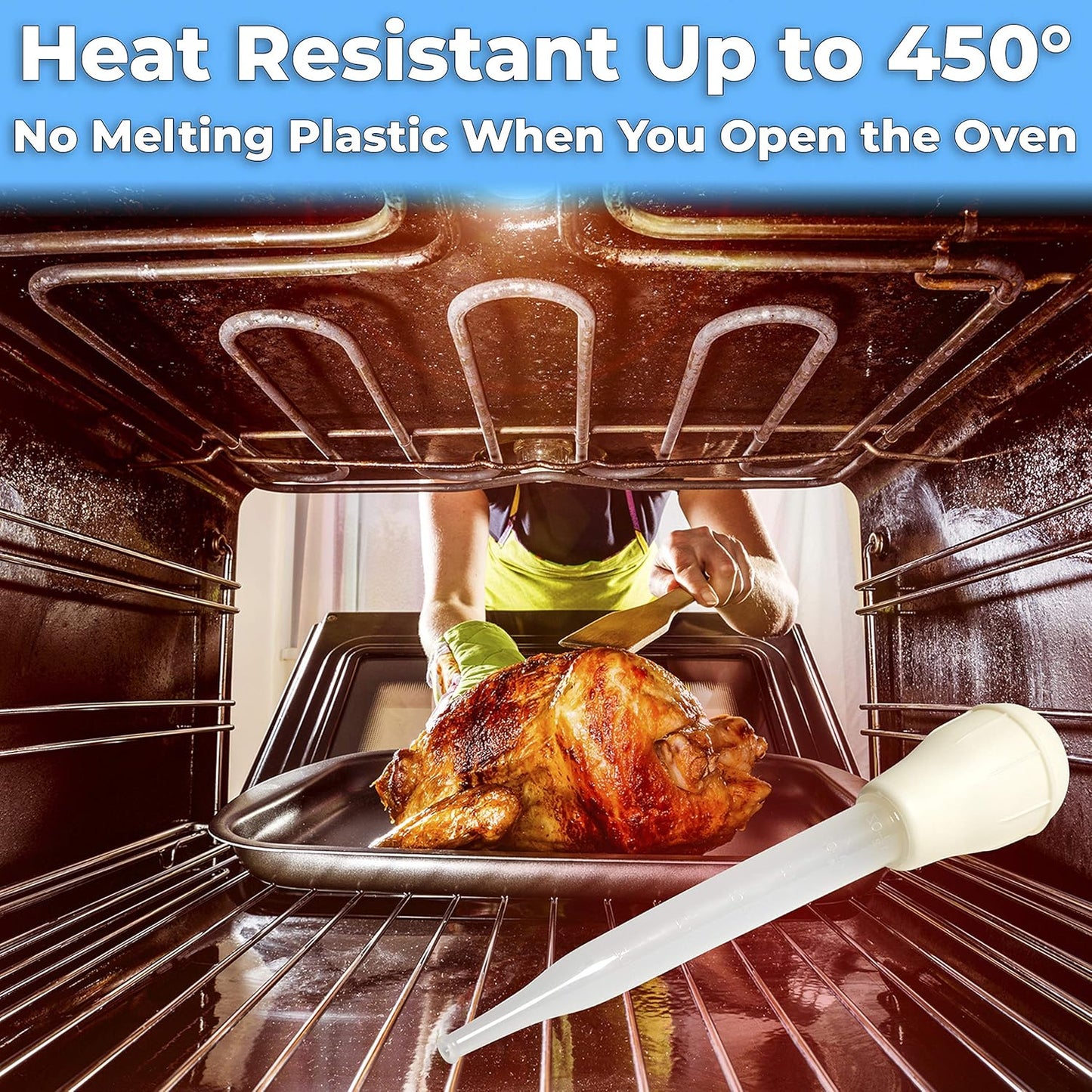 BPA Free, Pro Grade Turkey Baster 2 Pack. Extra Large 11 Inch Bulb Basters with Measuring Lines Perfect for Cooking Juicy, Tender Meat. Best Plastic Suction Basting Syringe, Kitchen Tools and Supplies