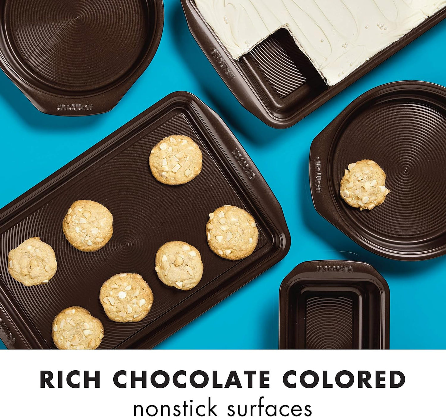 Circulon Nonstick Bakeware, Nonstick Cookie Sheet/Baking Sheet - 10 Inch x 15 Inch, Chocolate Brown (Pack of 2)