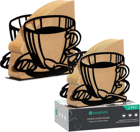 2 PCS Coffee Filter Holder,Coffee Paper Storage Coffee Filter Paper Container Stand for Fan-shaped,T- shaped,Square-shaped Over Filters,Good for Home Kitchen Restaurant Picnic Party wedding etc