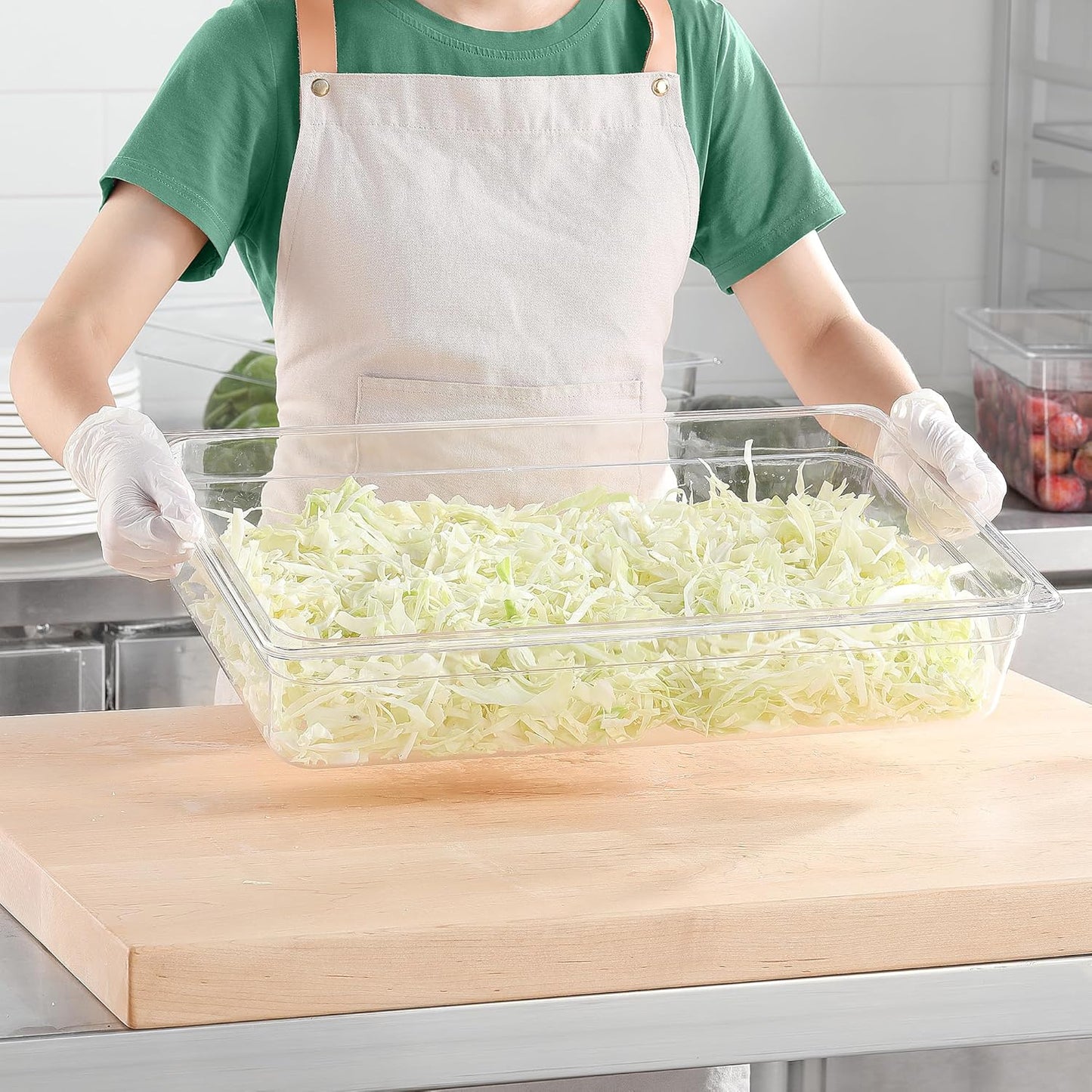 6-Pack 1/1 Size Food Pan 4 Inch Deep BPA Free Polycarbonate Food Storage Containers for Busy Kitchen Stackable Clear Hotel Pan for Buffet Party Supplies Dishwasher Safe