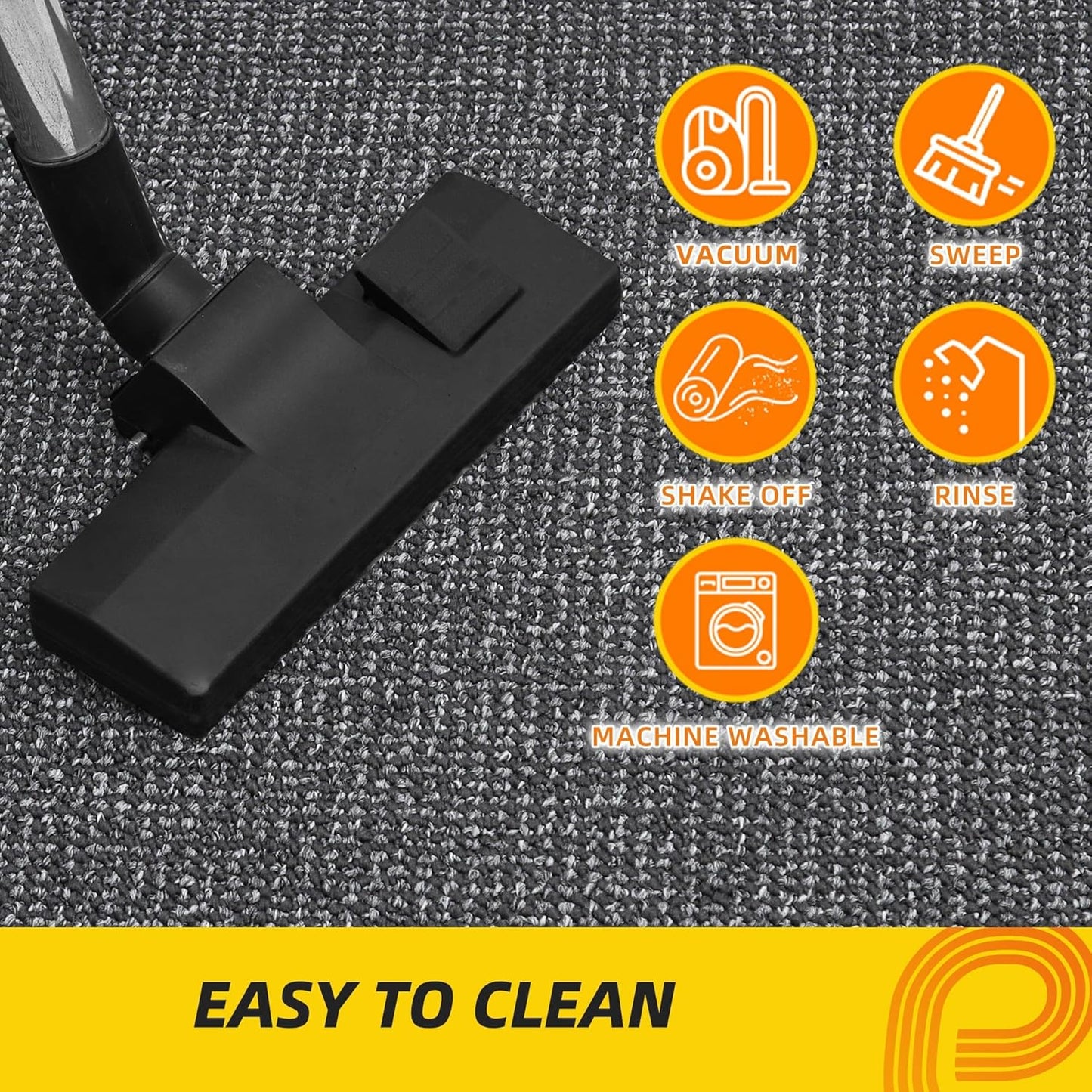 JSEI Dirt Trapper Door Mat 24"x60" Non-Slip Washable Entrance Mat, Dog Doormats, Absorbent & Fade-Resistant Floor Mats, Low Profile Welcome Mats for Entryway, Front Door, and Inside Entrance,Dark Grey