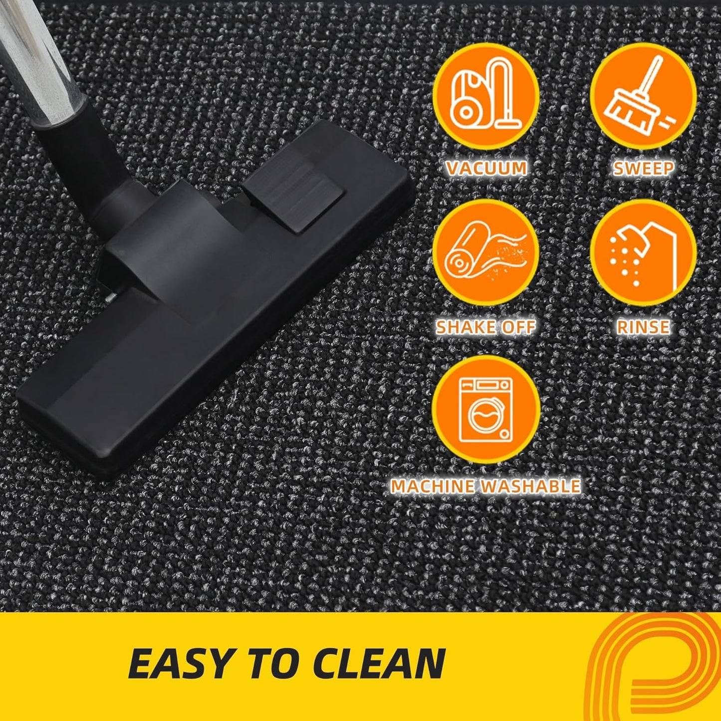 JSEI Dirt Trapper Door Mat 20"x32" Non-Slip Washable Entrance Mat, Dog Doormats, Absorbent & Fade-Resistant Floor Mats, Low Profile Welcome Mats for Entryway, Front Door, and Inside Entrance, Black