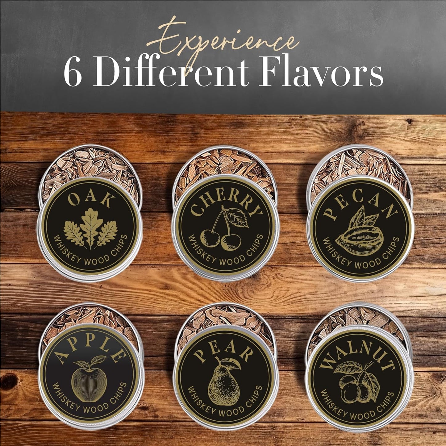 Whiskey Smoker Kit with Torch – 6 Wood Chip Flavors & 2 Glasses – Cocktail Smoker Infuser Set for Old Fashioned and Bourbon– Birthday Gifts for Men, Dad, Husband and Boyfriend(Butane Not Included)