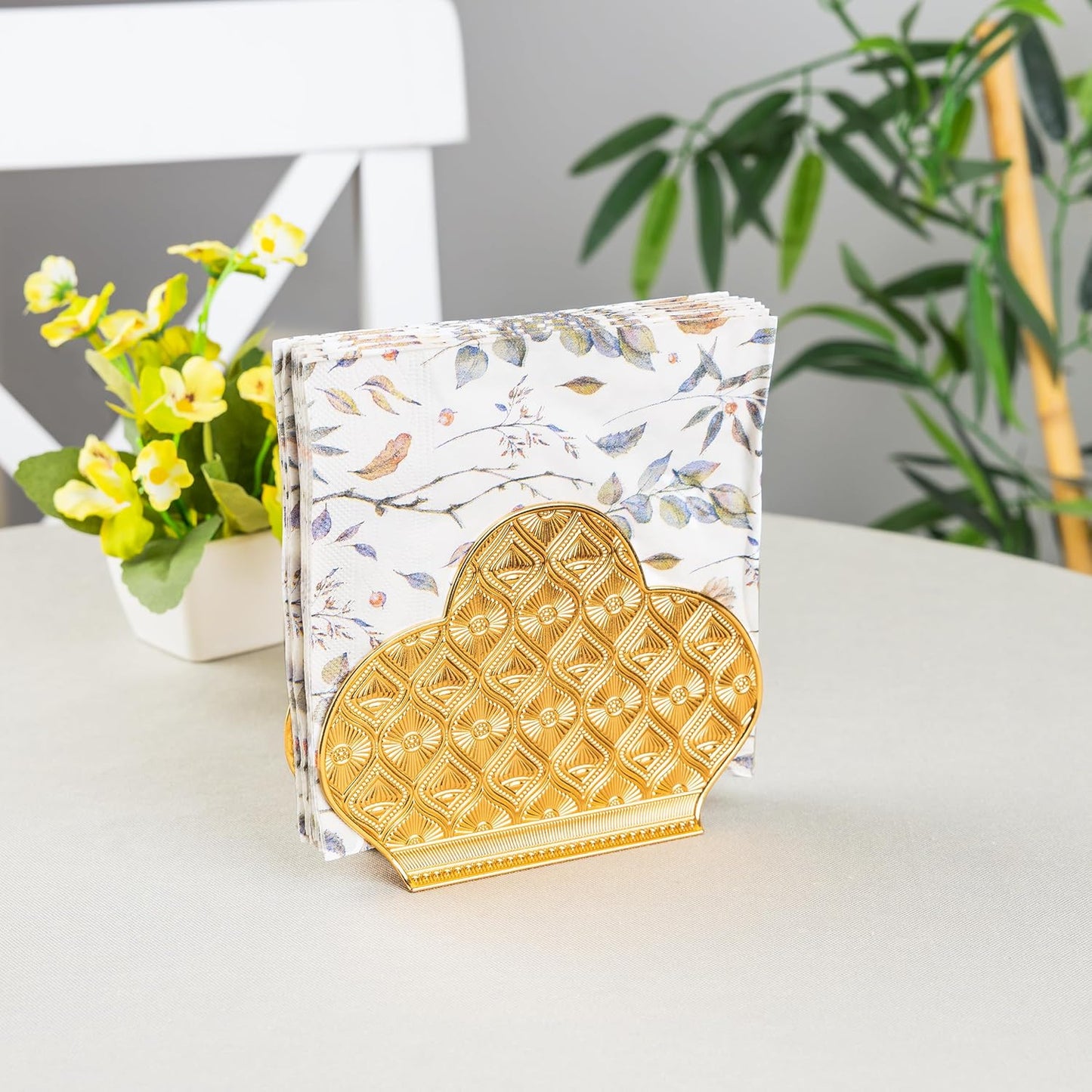 Alisveristime Zamac Napkin Holder – Decorative Elegant Metal Napkin Organizer for Table or Countertop Use (Gold)