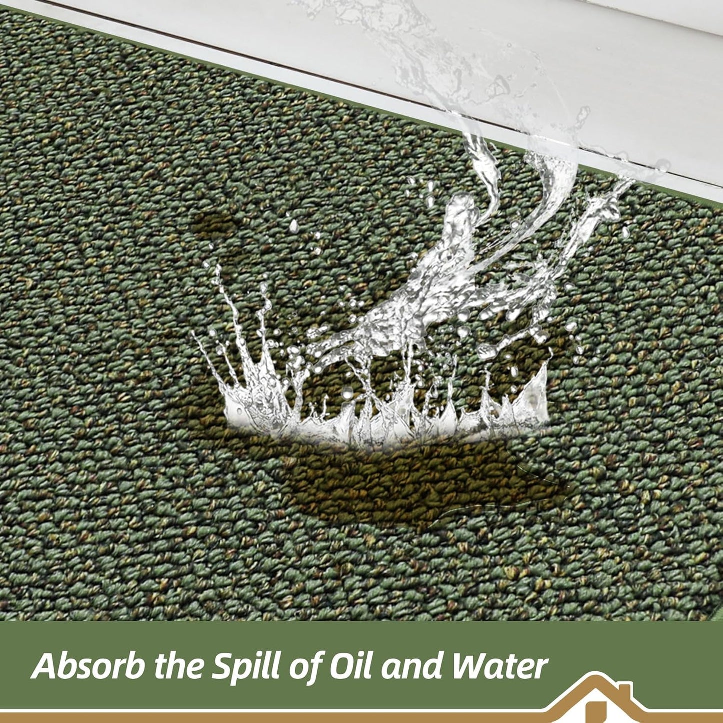 BEQHAUSE Kitchen Runner Rugs 24"x72", Non-Slip Kitchen Mats for Floor, Super Absorbent and Stain Resistant Kitchen Rug, Machine Washable Rugs for Kitchen, Hallway, Laundry & Sink, Green