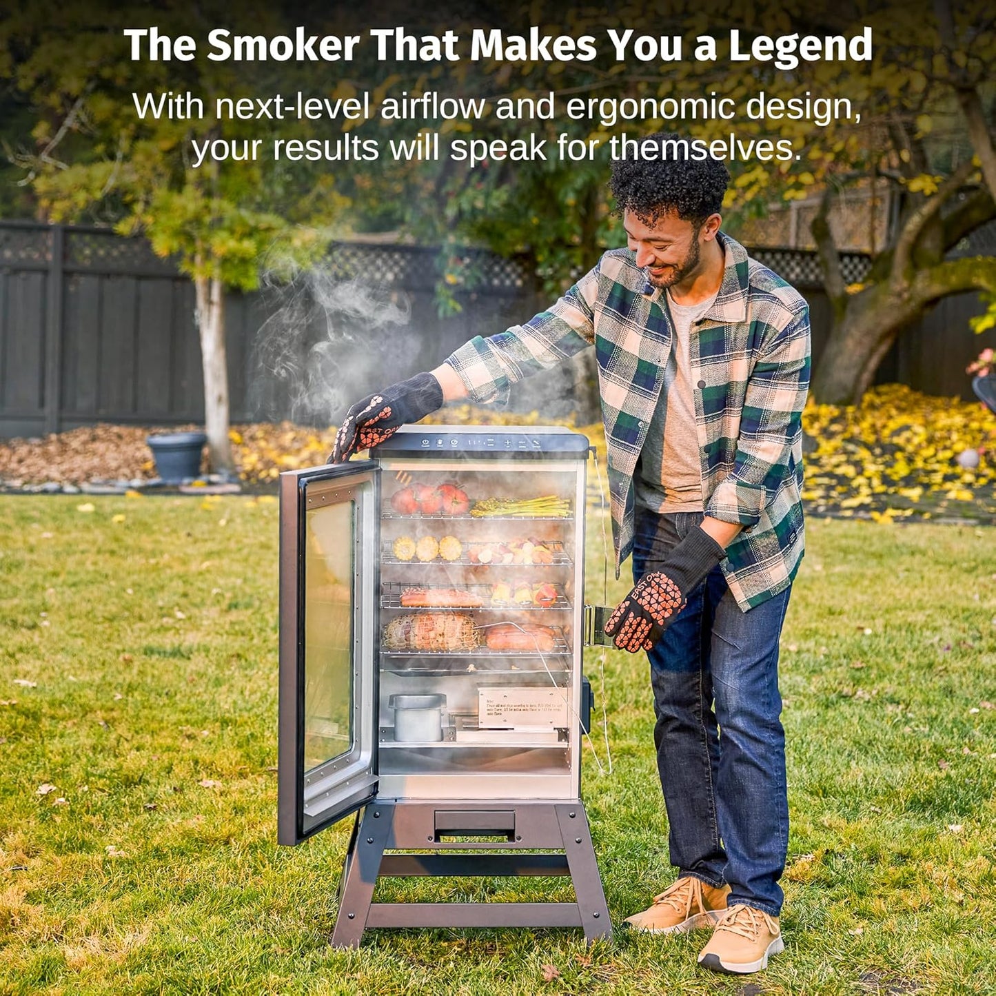 EAST OAK Ridgewood Pro 30" Electric Smoker | Built-in Meat Probe & Elevated Stand for Outdoors | Up to 6× Longer Smokes, Adjustable Side Chip Loader | Smoke More with 725 sq in Cooking Area