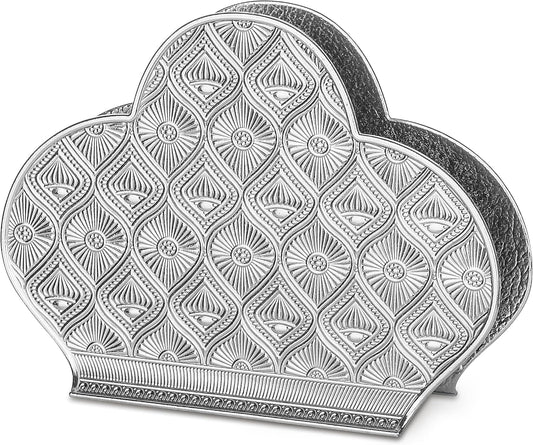 Alisveristime Zamac Napkin Holder – Decorative Elegant Metal Napkin Organizer for Table or Countertop Use (Silver)