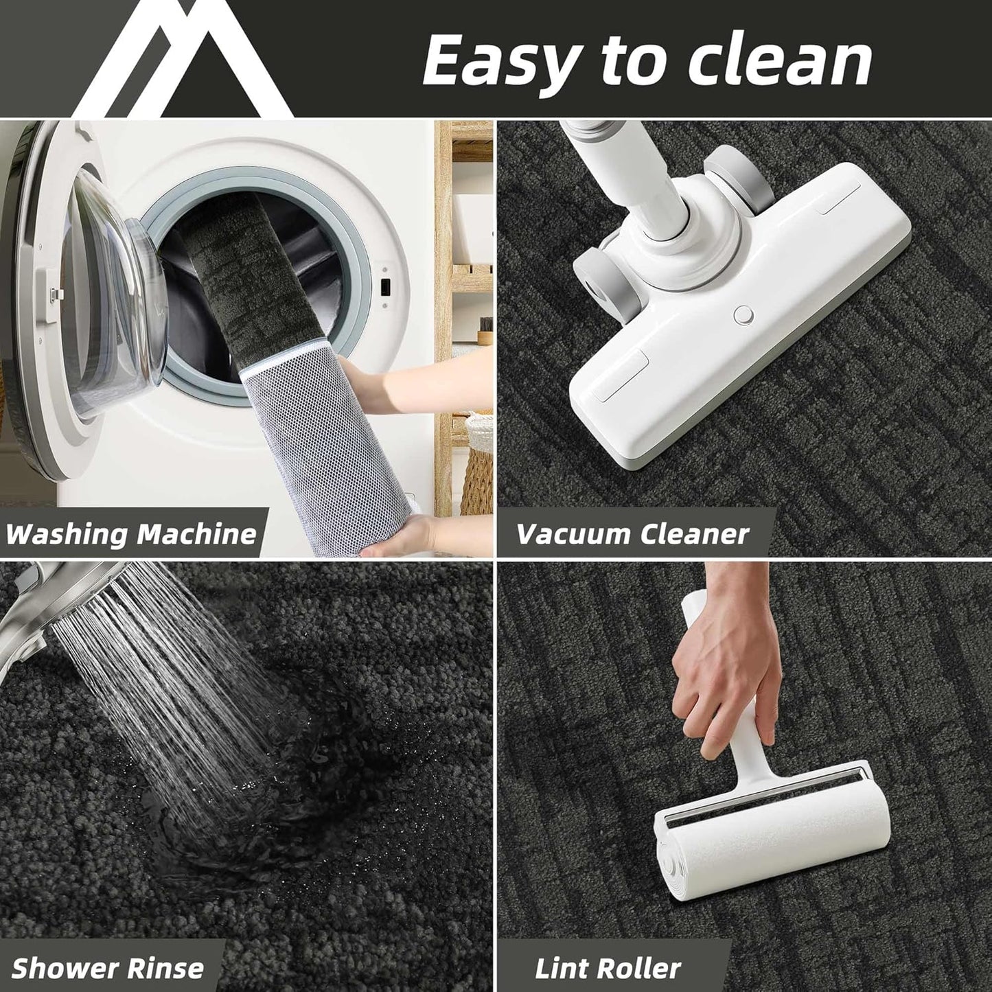 COSY HOMEER Kitchen Rugs Non Slip Washable 24"x36"+24"x60" Absorbent Soft Kitchen Mats for Floor Polyester Kitchen Runner Rug Sets of 2 Kitchen Floor Mats for Sink Mat,Hallway,Laundry,Dark Grey